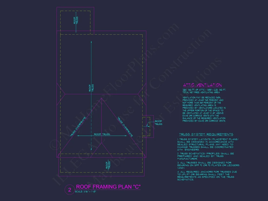 Modern 3-Bedroom house Plan with Open Floor Plan & Attic