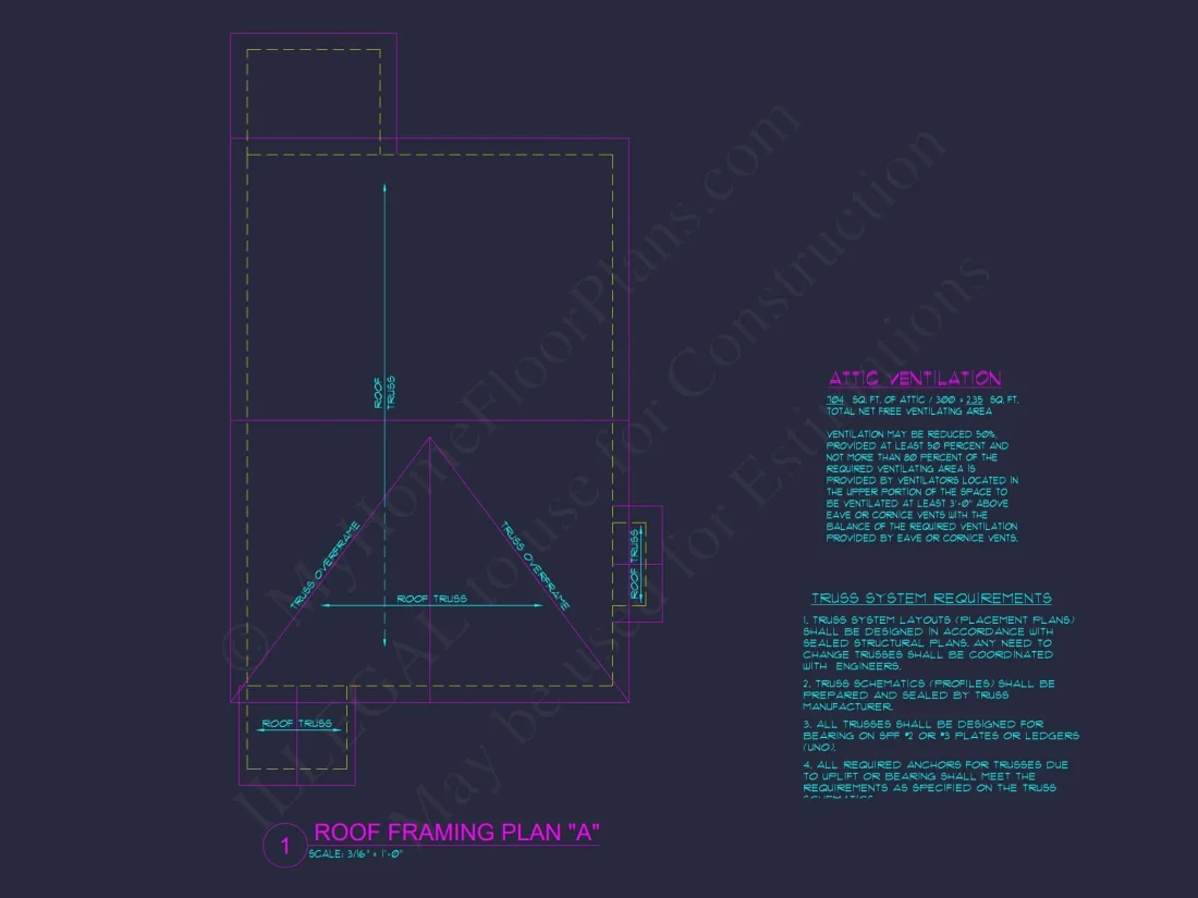 Modern 3-Bedroom house Plan with Open Floor Plan & Attic