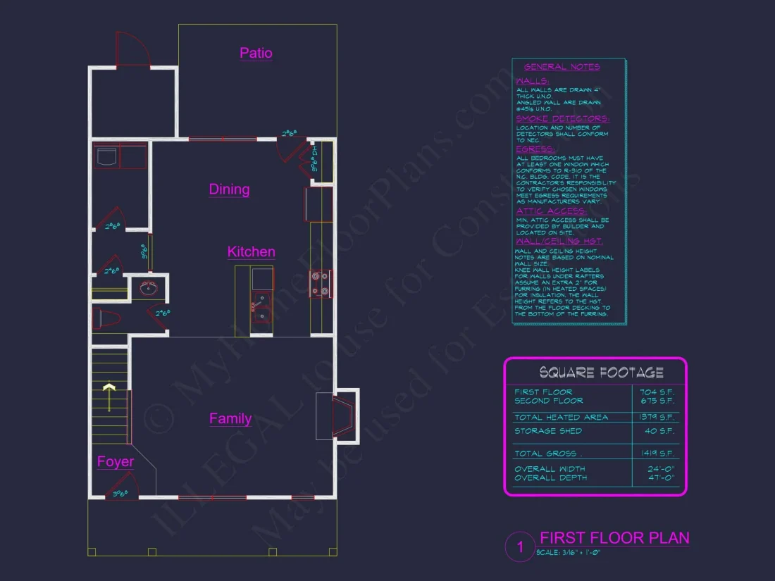 Modern 3-Bedroom house Plan with Open Floor Plan & Attic