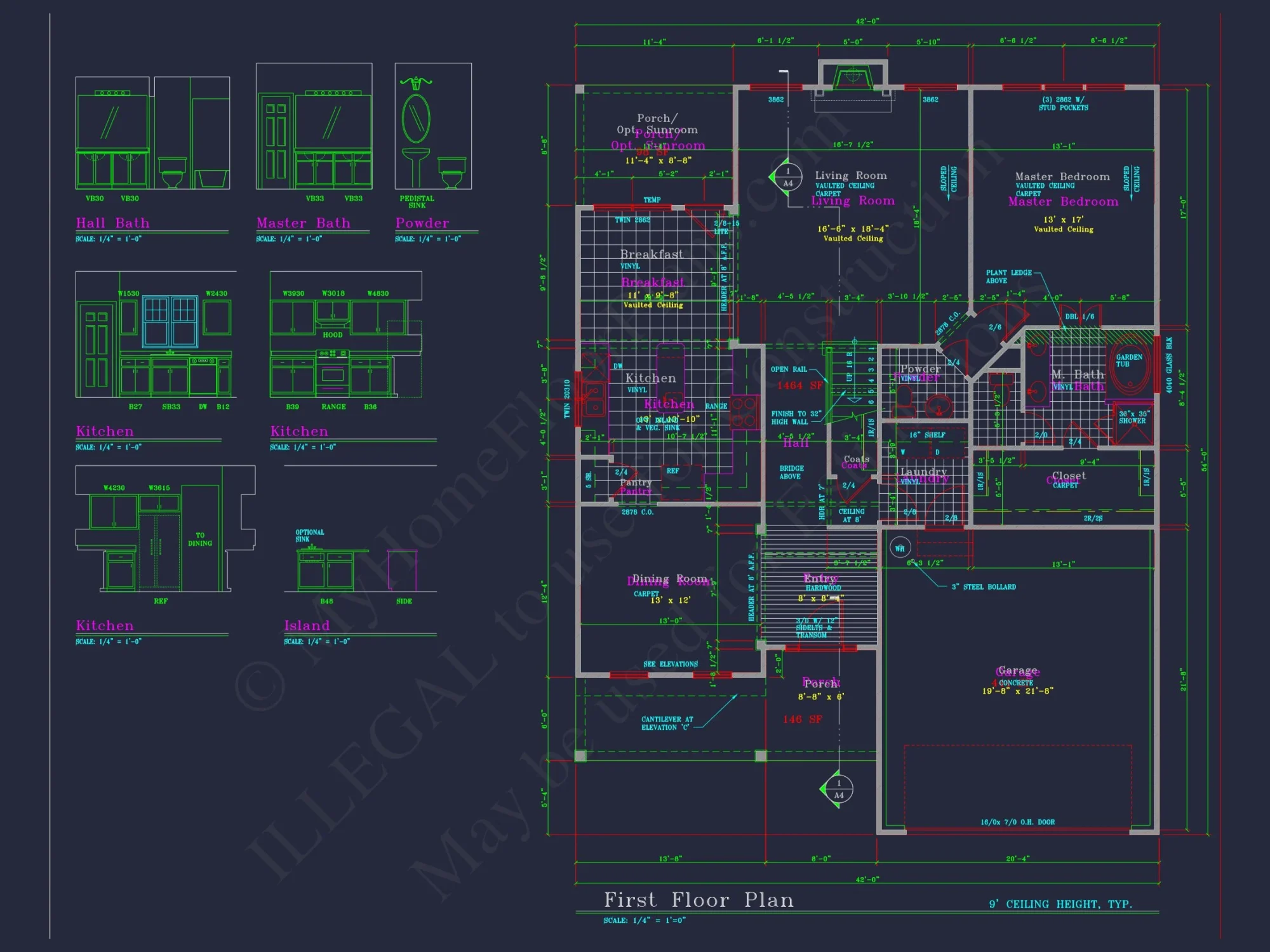 Modern Craftsman house Plan: Spacious Designs with 54'-0" Depth
