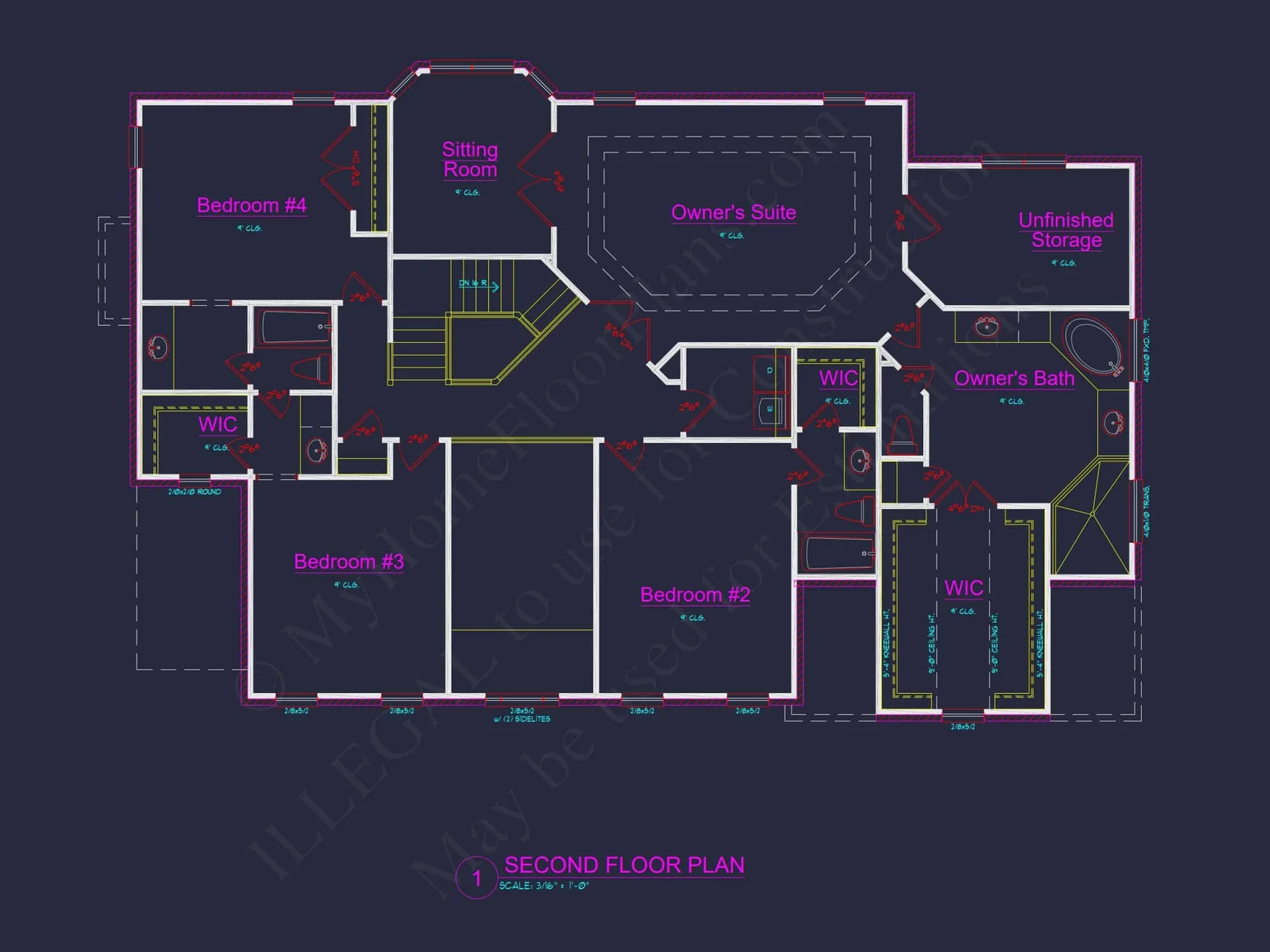Traditional 4-Bedroom house Plan with 3-Car Garage (3490 Sq Ft)
