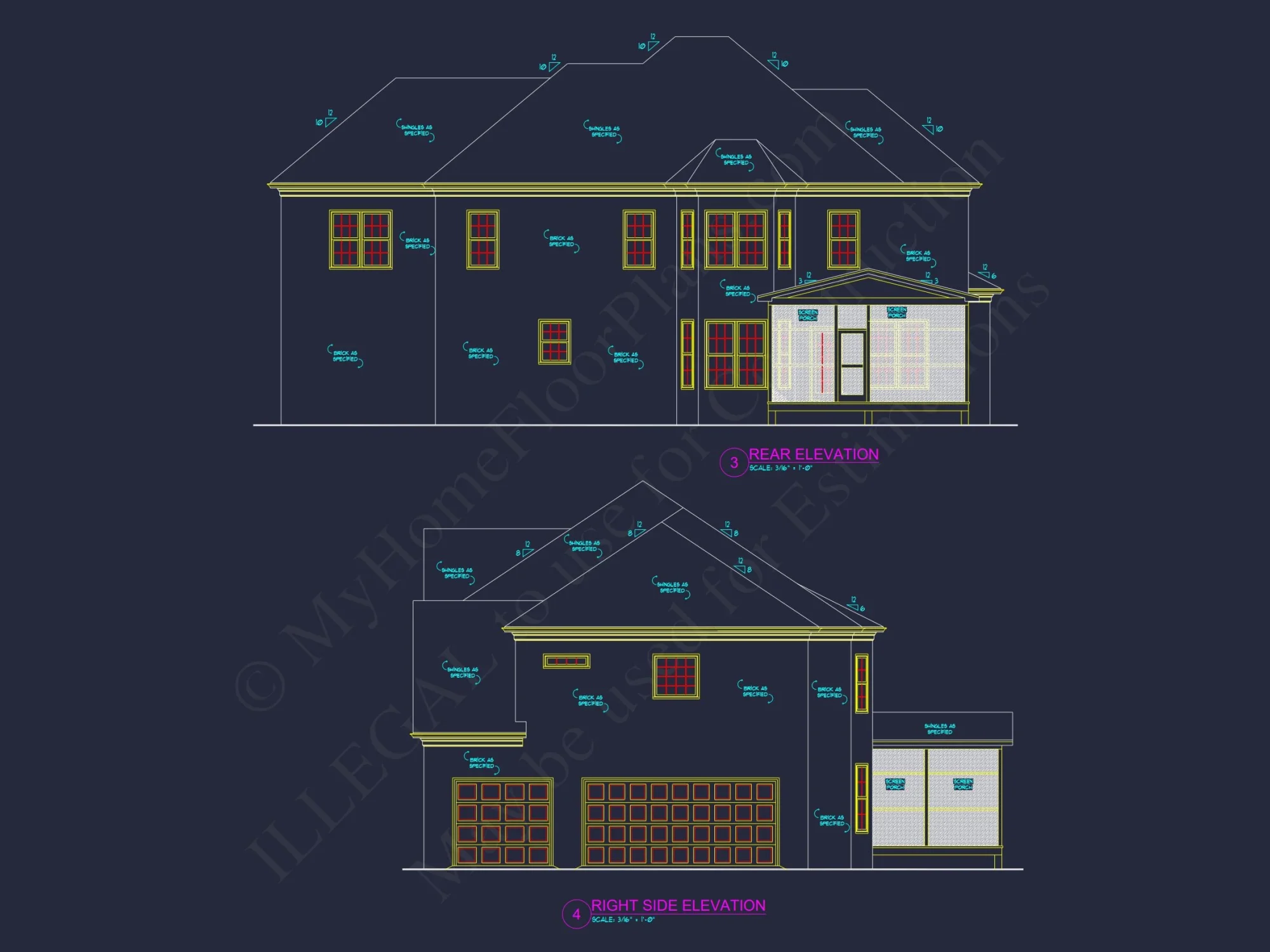 Traditional 4-Bedroom house Plan with 3-Car Garage (3490 Sq Ft)
