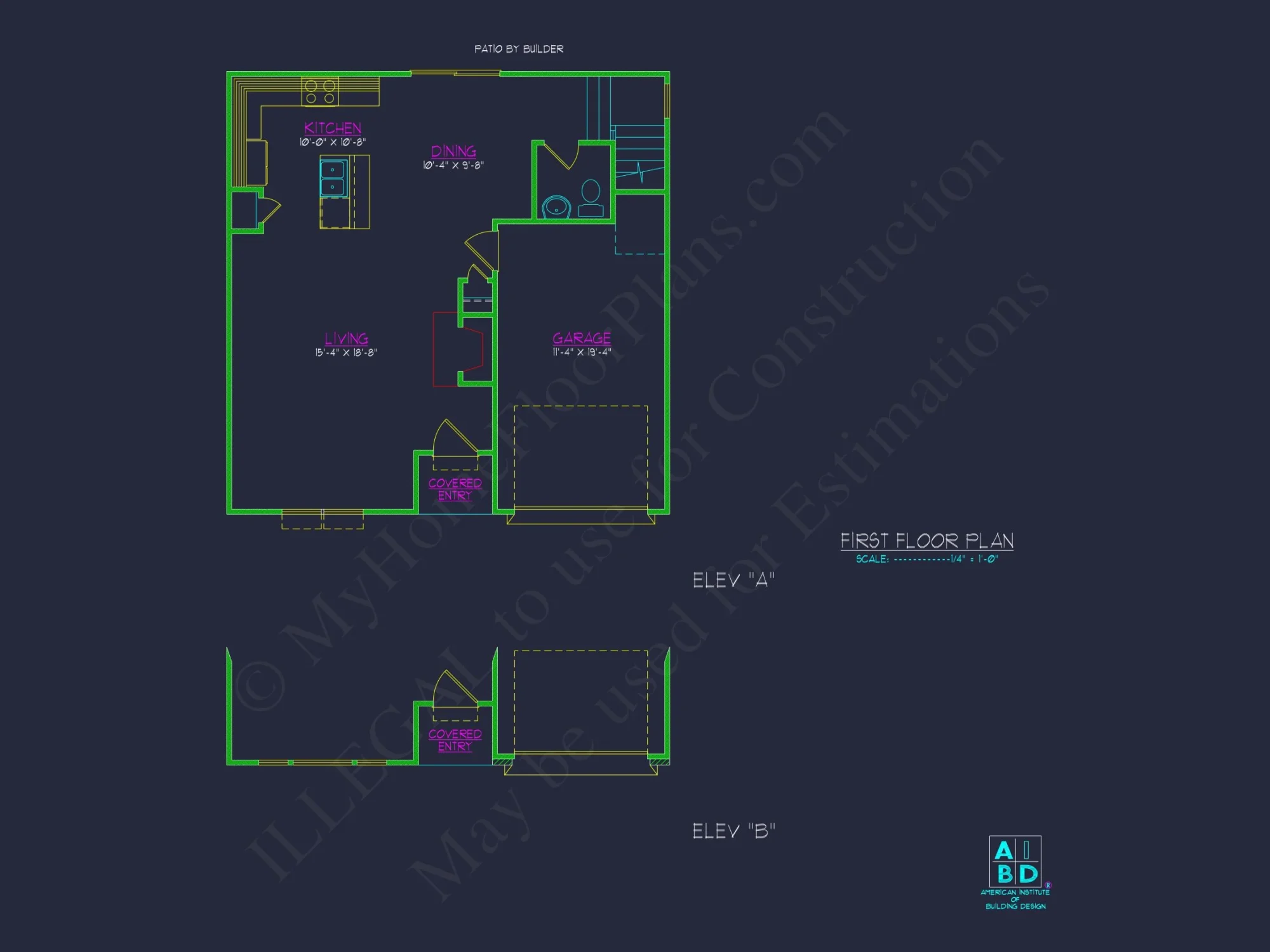 Traditional 3-Bedroom house Plan with Garage - Blueprints & CAD Designs
