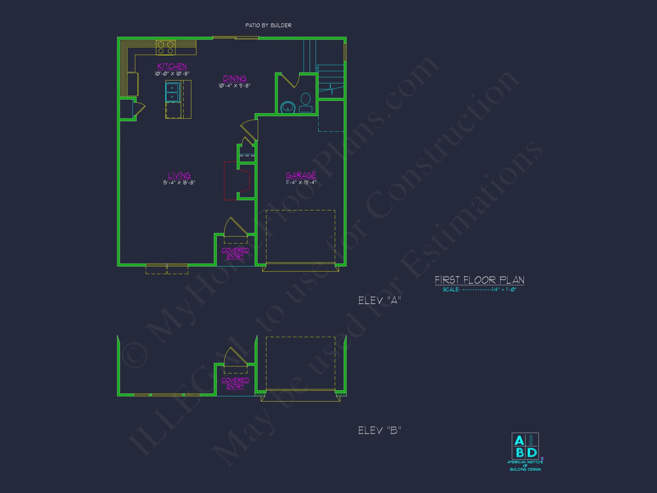 Traditional 3-Bedroom house Plan with Garage - Blueprints & CAD Designs