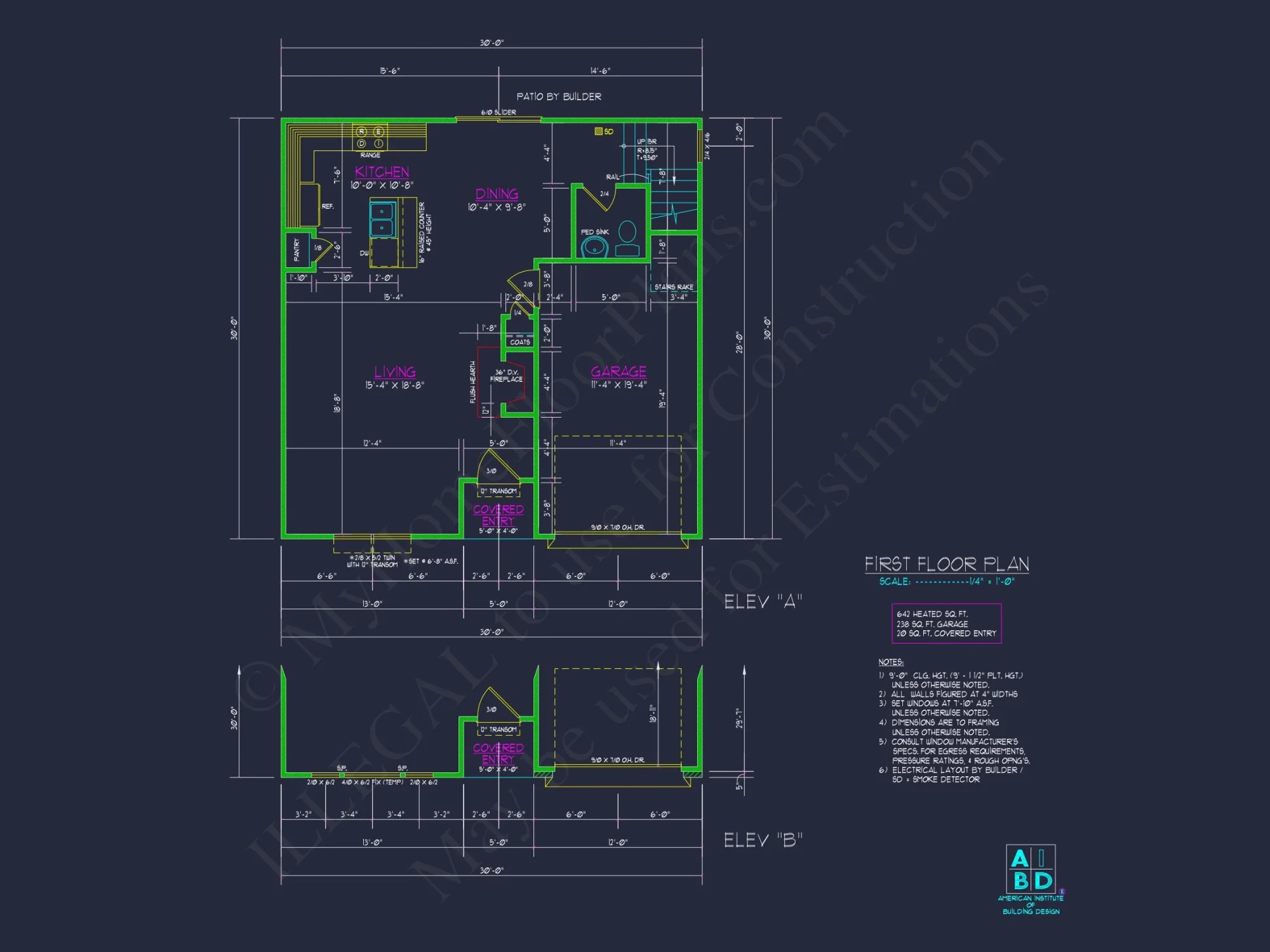 Traditional 3-Bedroom house Plan with Garage - Blueprints & CAD Designs