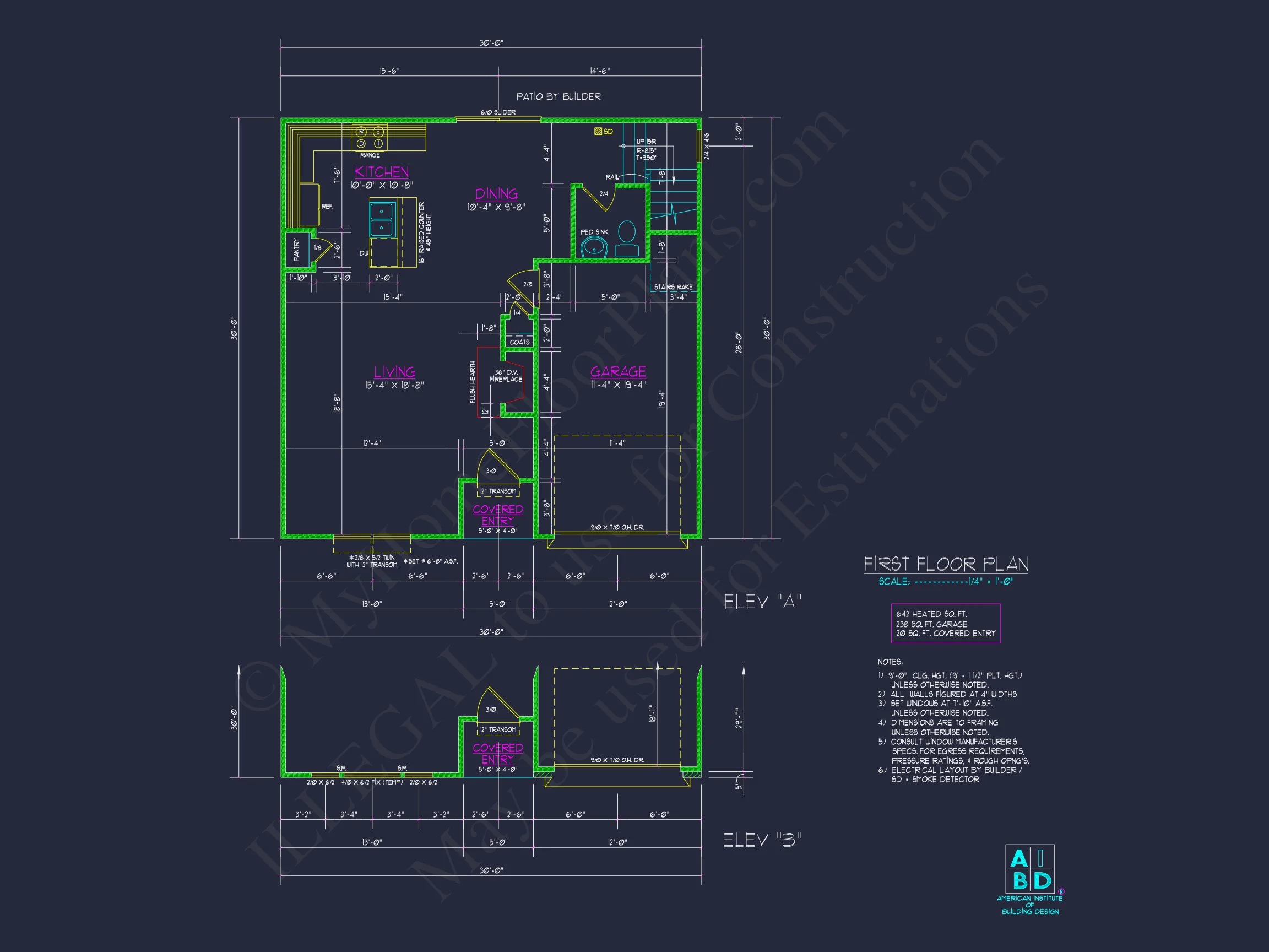Traditional 3-Bedroom house Plan with Garage - Blueprints & CAD Designs