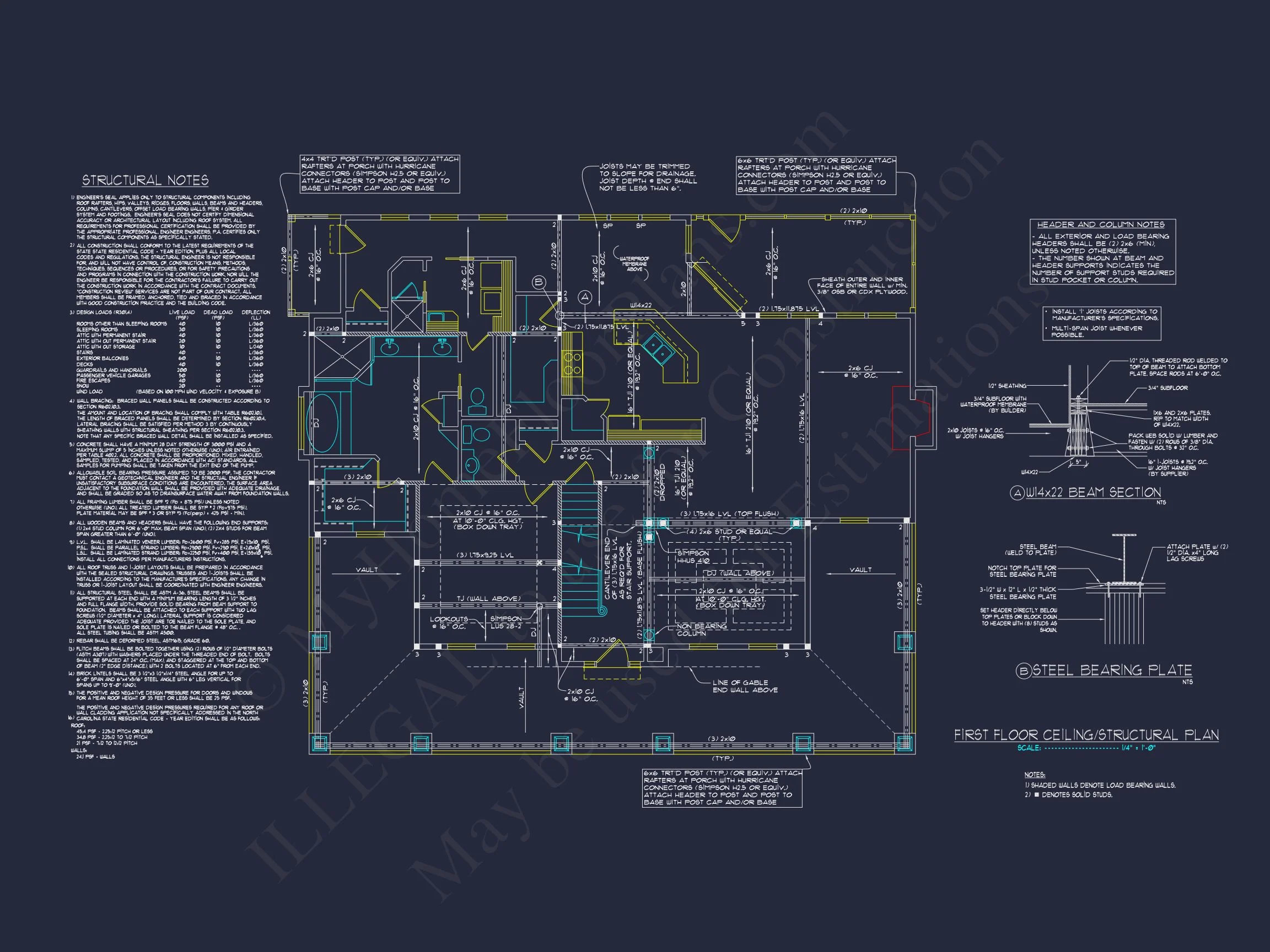 Craftsman house Plan with 2 Floors & Detailed CAD Designs