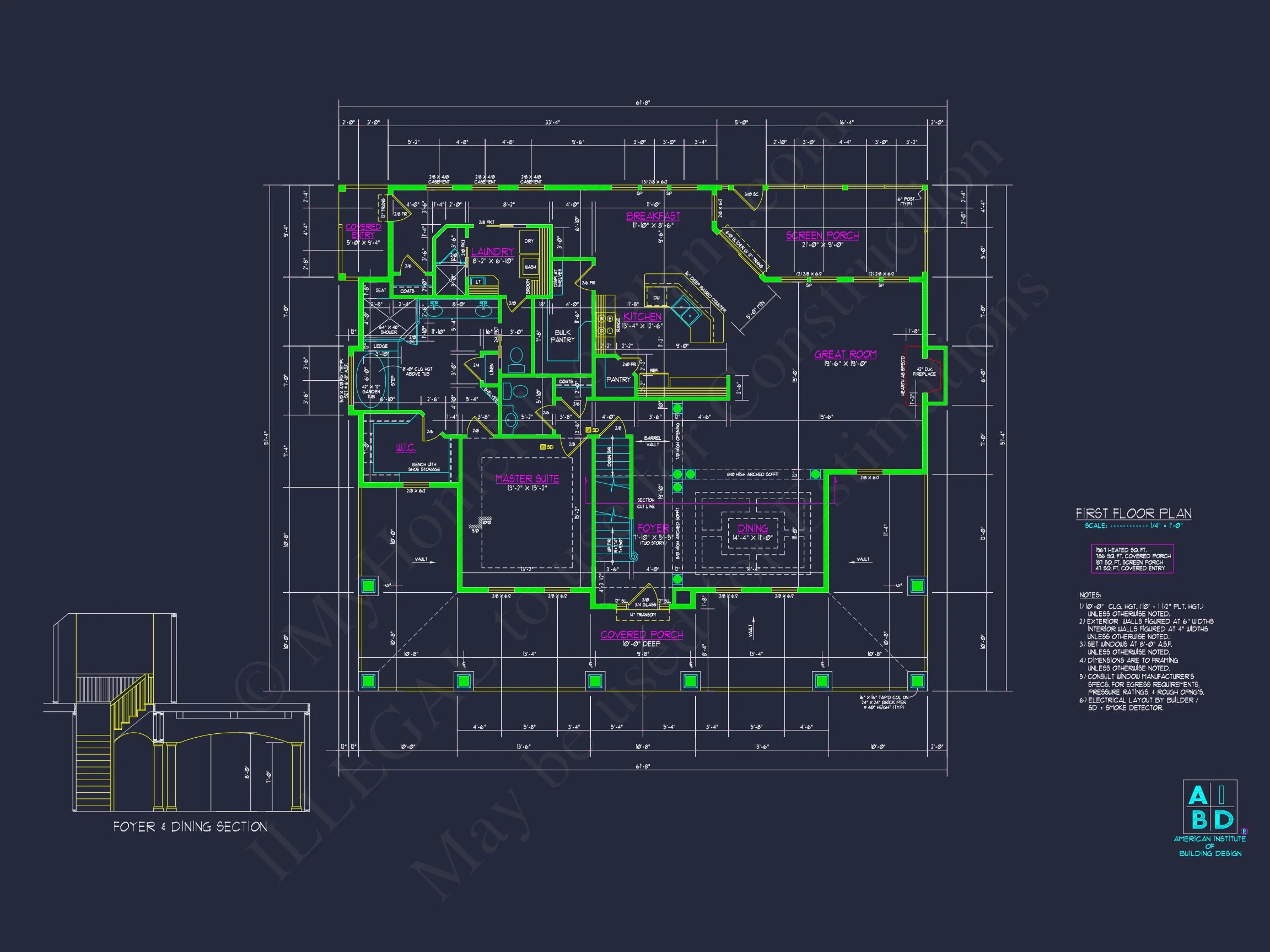 Craftsman house Plan with 2 Floors & Detailed CAD Designs