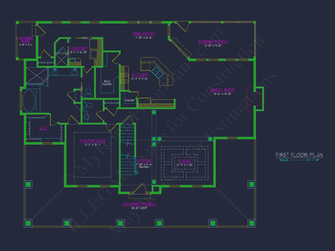 Craftsman house Plan with 2 Floors & Detailed CAD Designs
