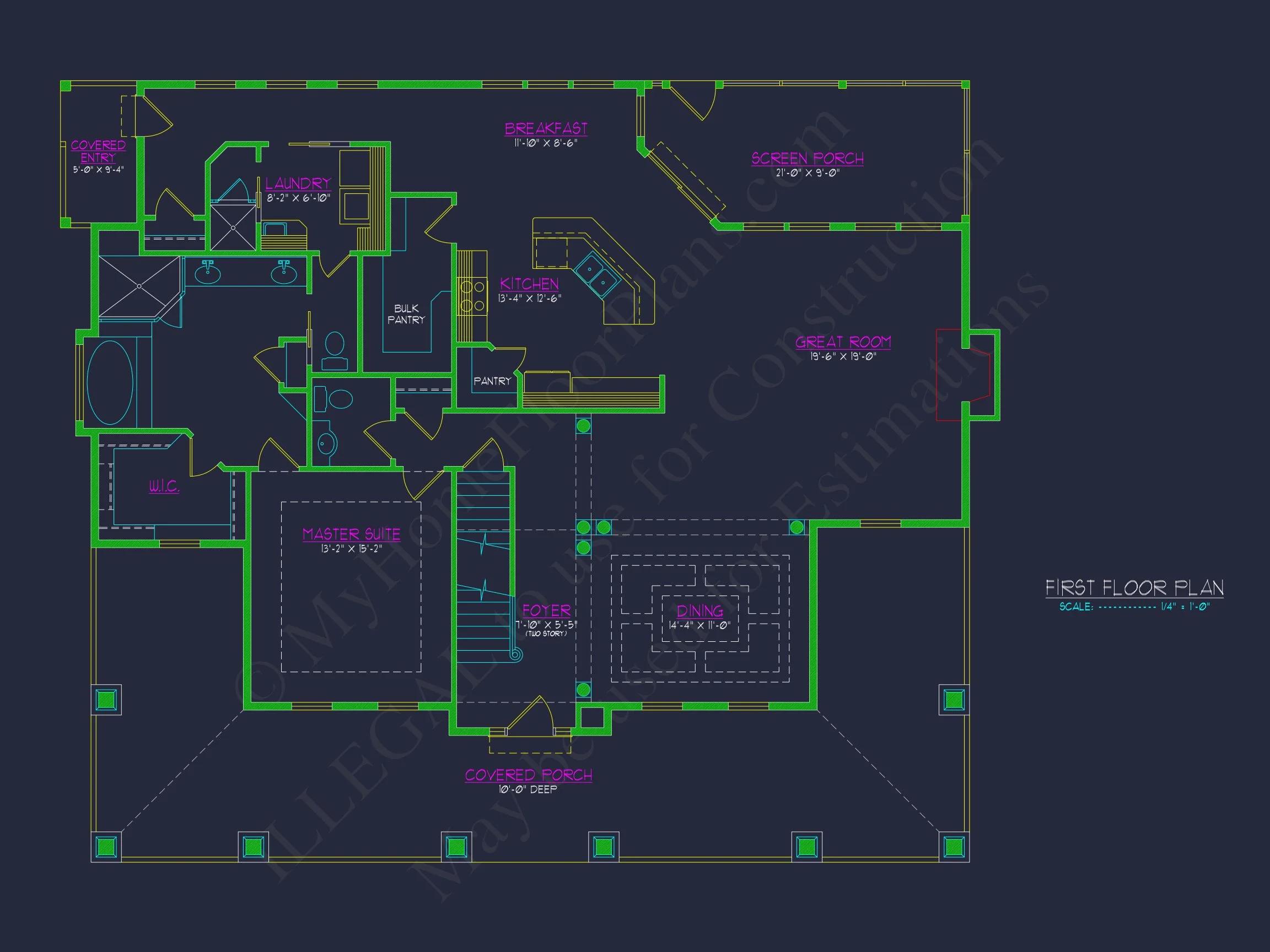 Craftsman house Plan with 2 Floors & Detailed CAD Designs