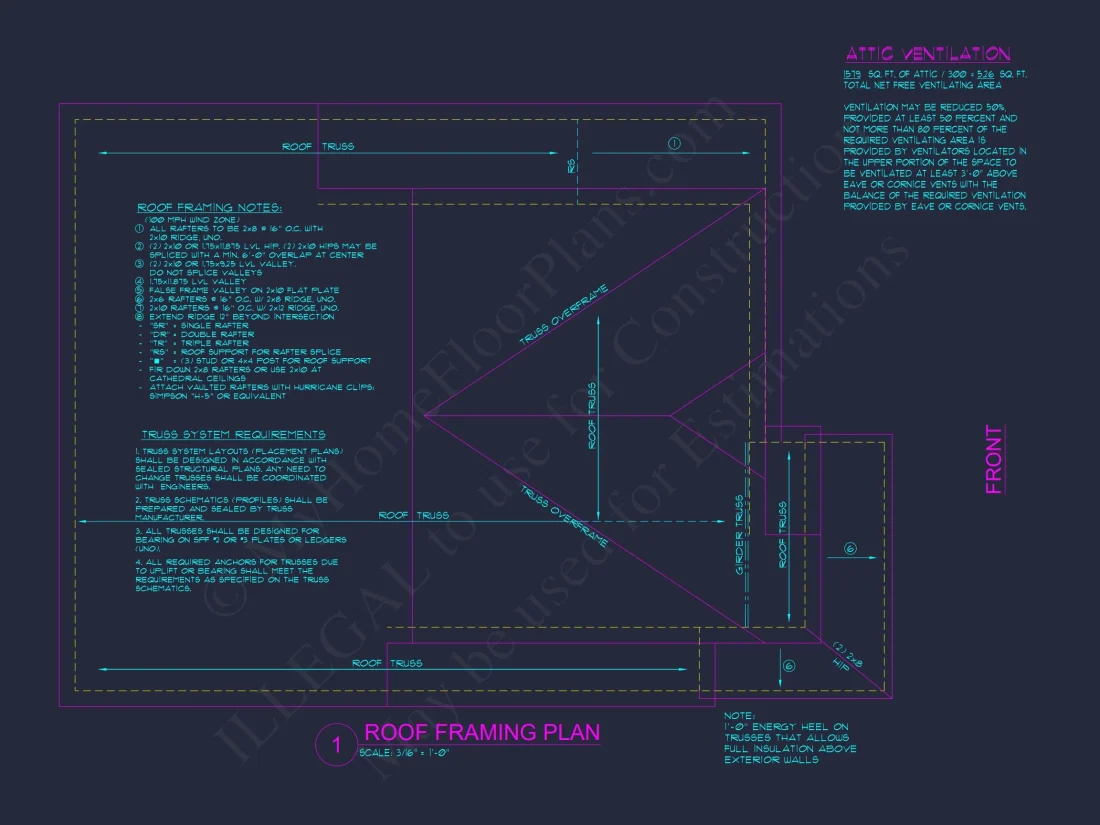 Modern Craftsman house Plan: Spacious CAD Architecture Blueprint