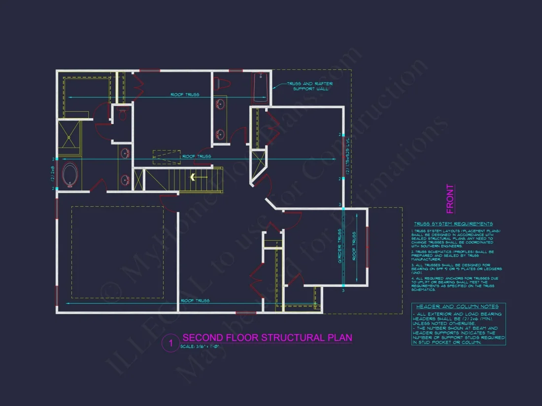 Modern Craftsman house Plan: Spacious CAD Architecture Blueprint