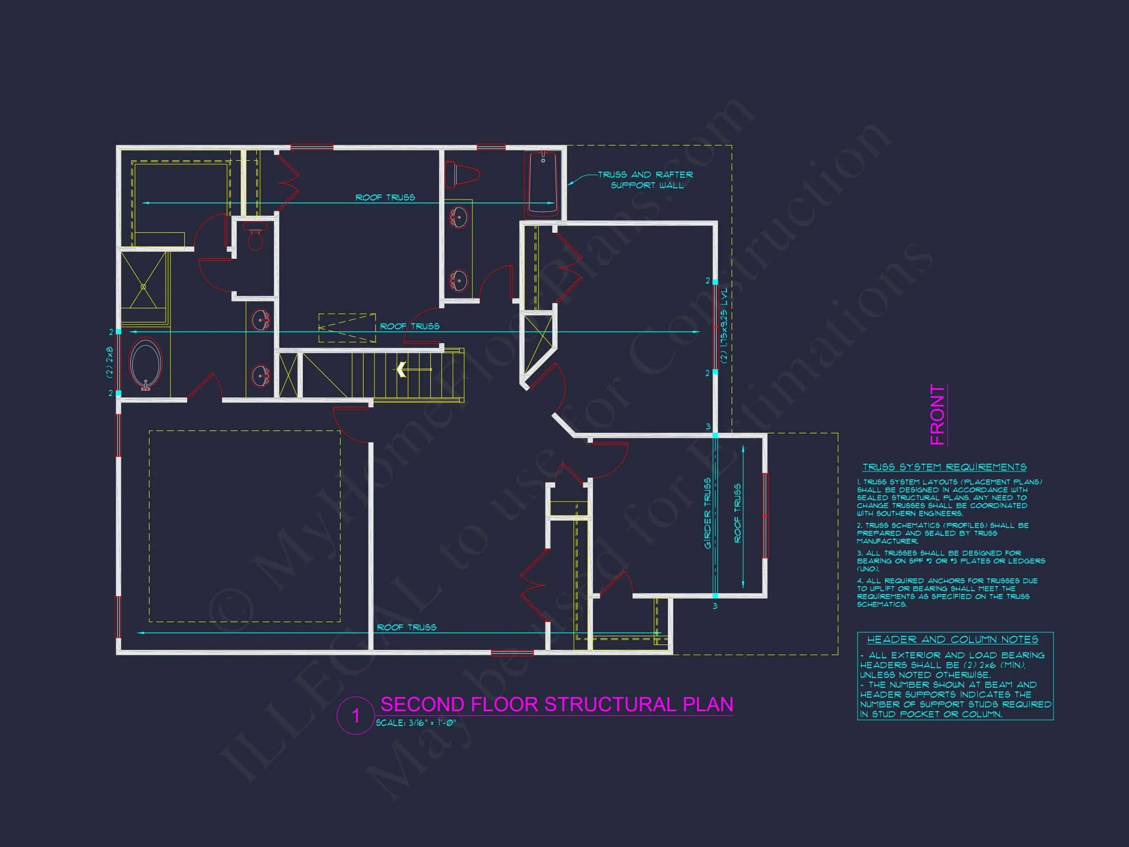 9-1202C HOUSE PLAN - Modern Craftsman house design offers 4 bedrooms, 3 bathrooms 10 Modern Craftsman house Plan: Spacious CAD Architecture Blueprint