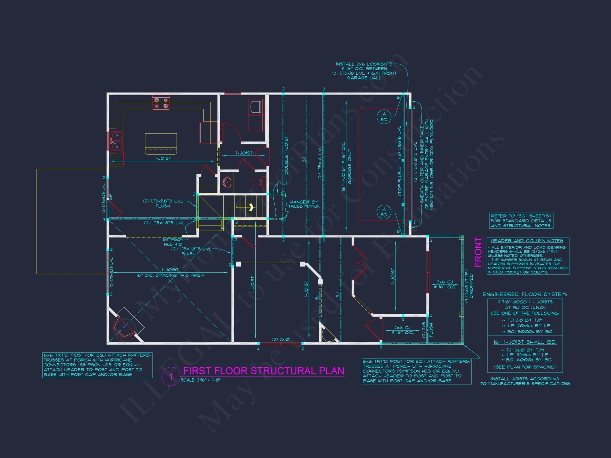 Modern Craftsman house Plan: Spacious CAD Architecture Blueprint