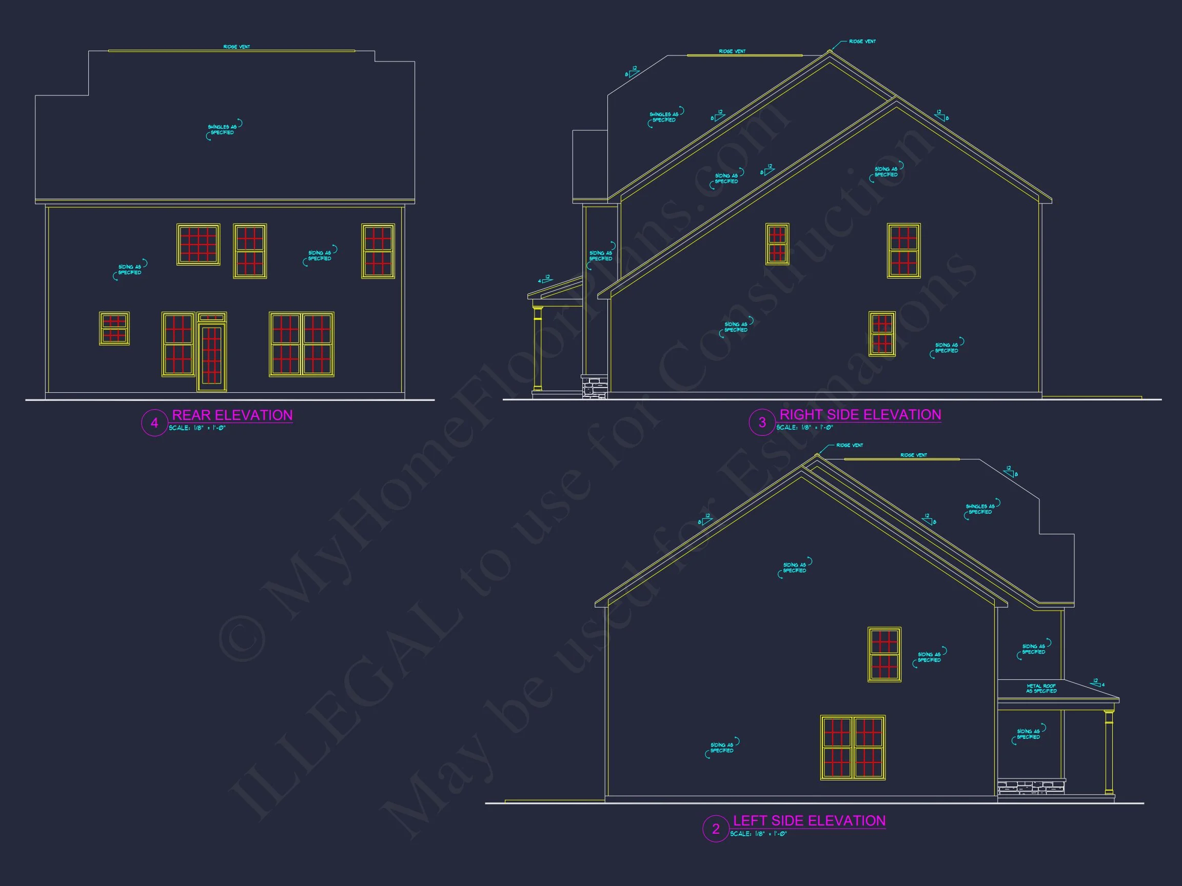 9-1202C HOUSE PLAN - Modern Craftsman house design offers 4 bedrooms, 3 bathrooms 2 Modern Craftsman house Plan: Spacious CAD Architecture Blueprint