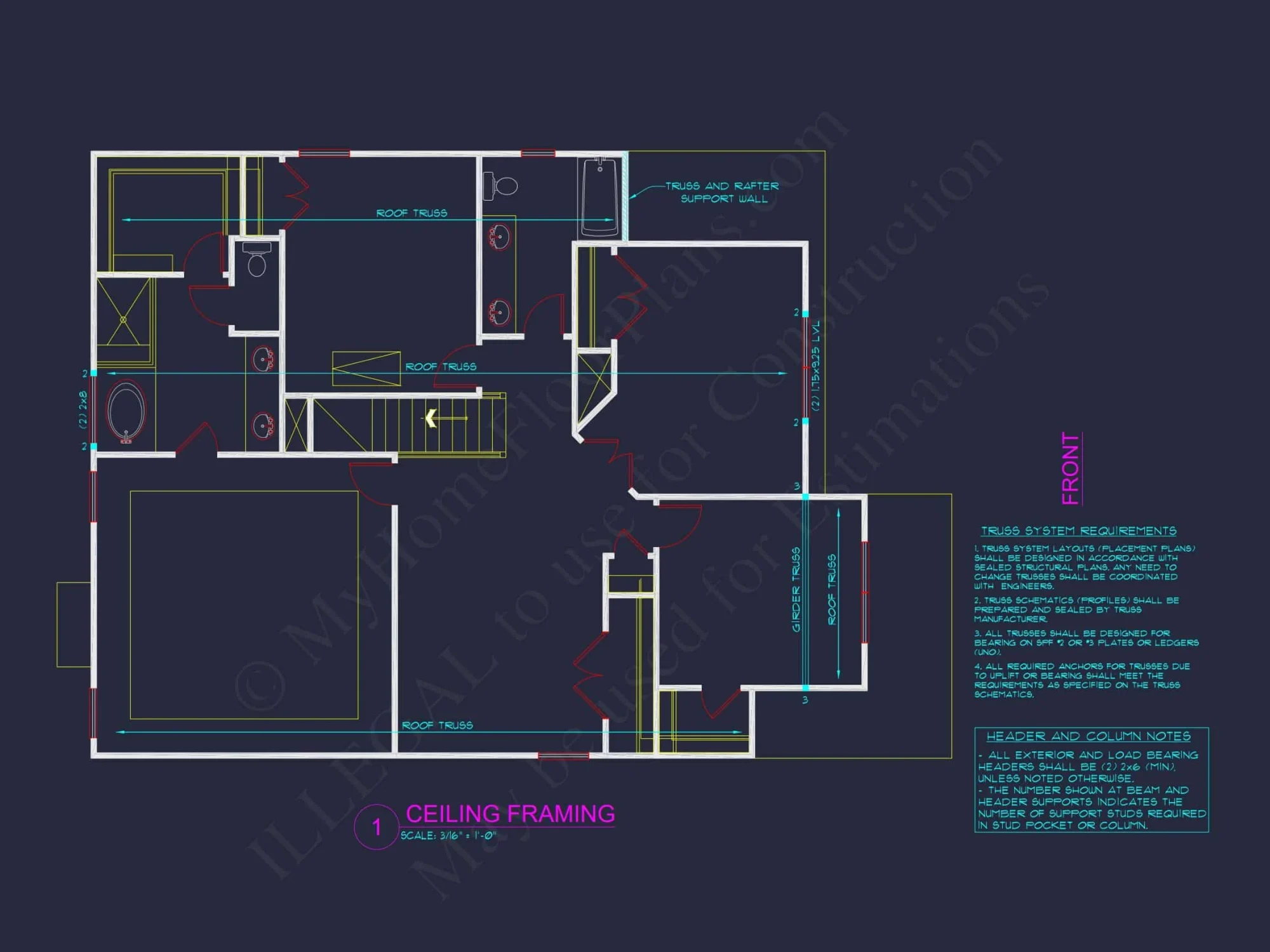 Modern Craftsman house Plan with Open Floor Layout and CAD Designs