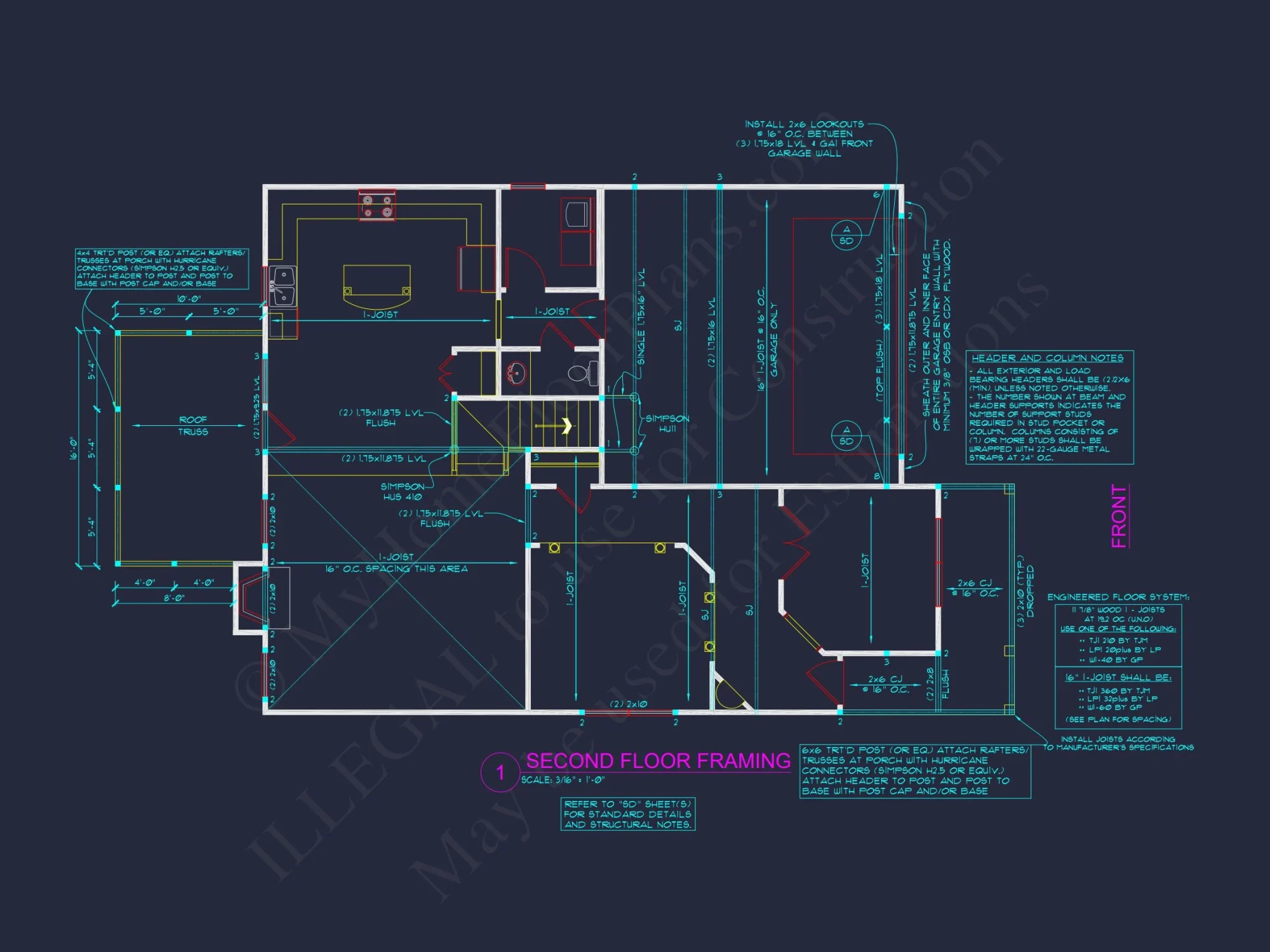 Modern Craftsman house Plan with Open Floor Layout and CAD Designs