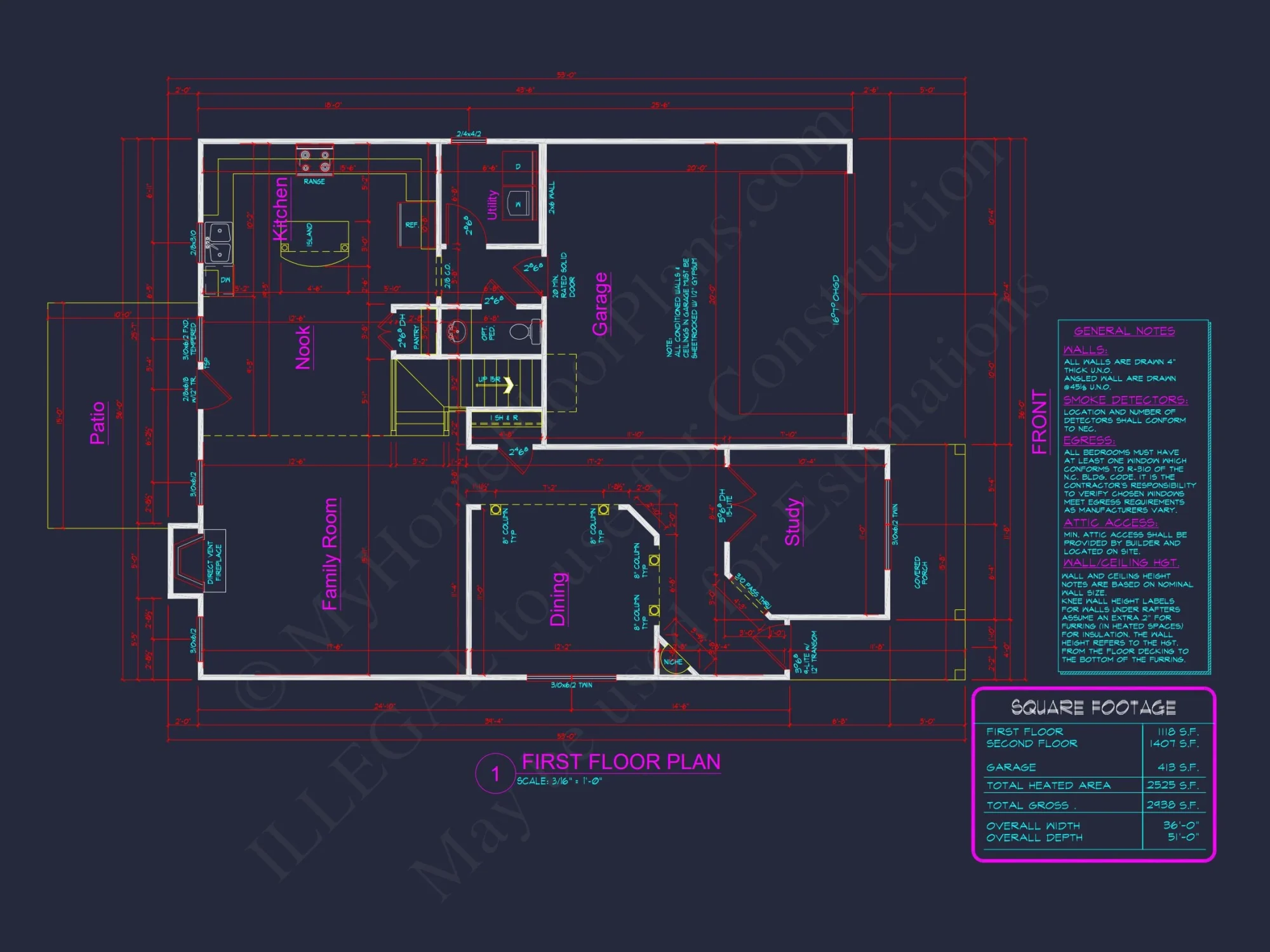 Modern Craftsman house Plan with Open Floor Layout and CAD Designs