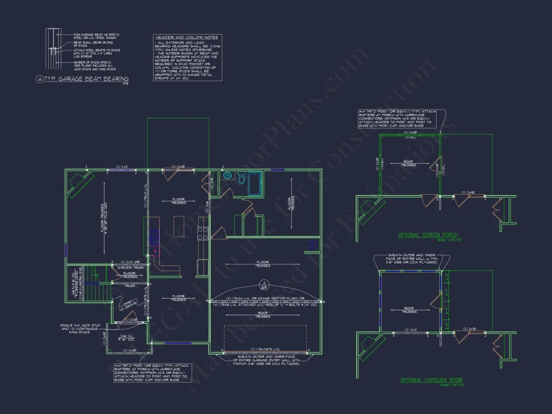 Beautiful house Plan with 4 Beds, 2 Car Garage & CAD Designs