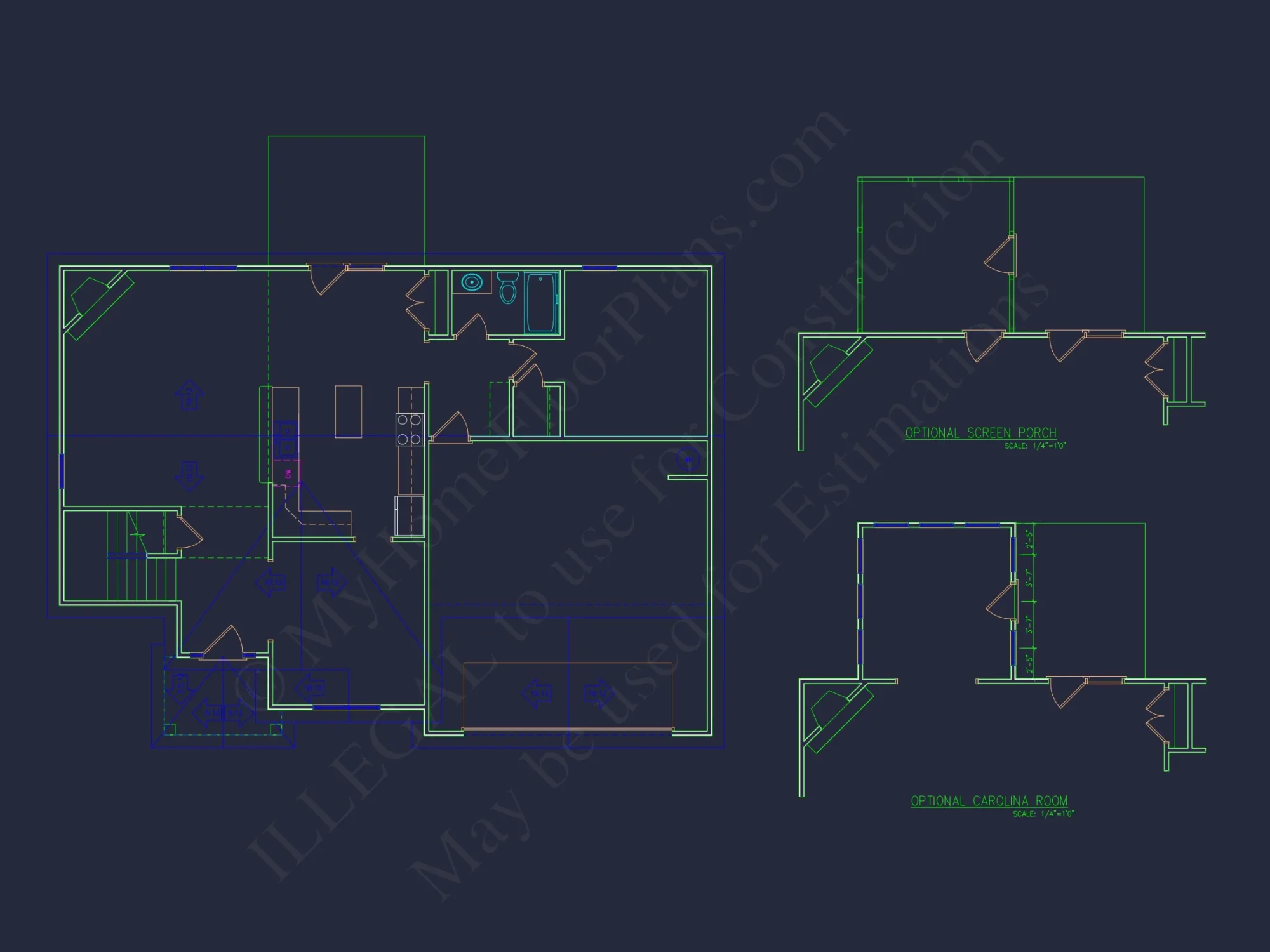 Beautiful house Plan with 4 Beds, 2 Car Garage & CAD Designs