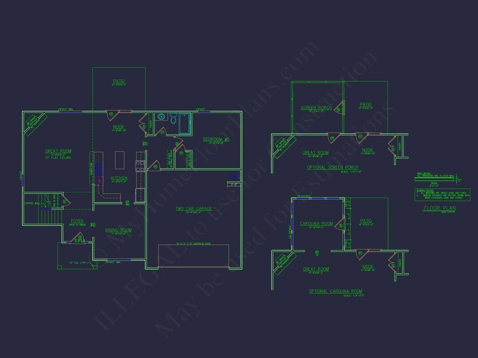 Beautiful house Plan with 4 Beds, 2 Car Garage & CAD Designs