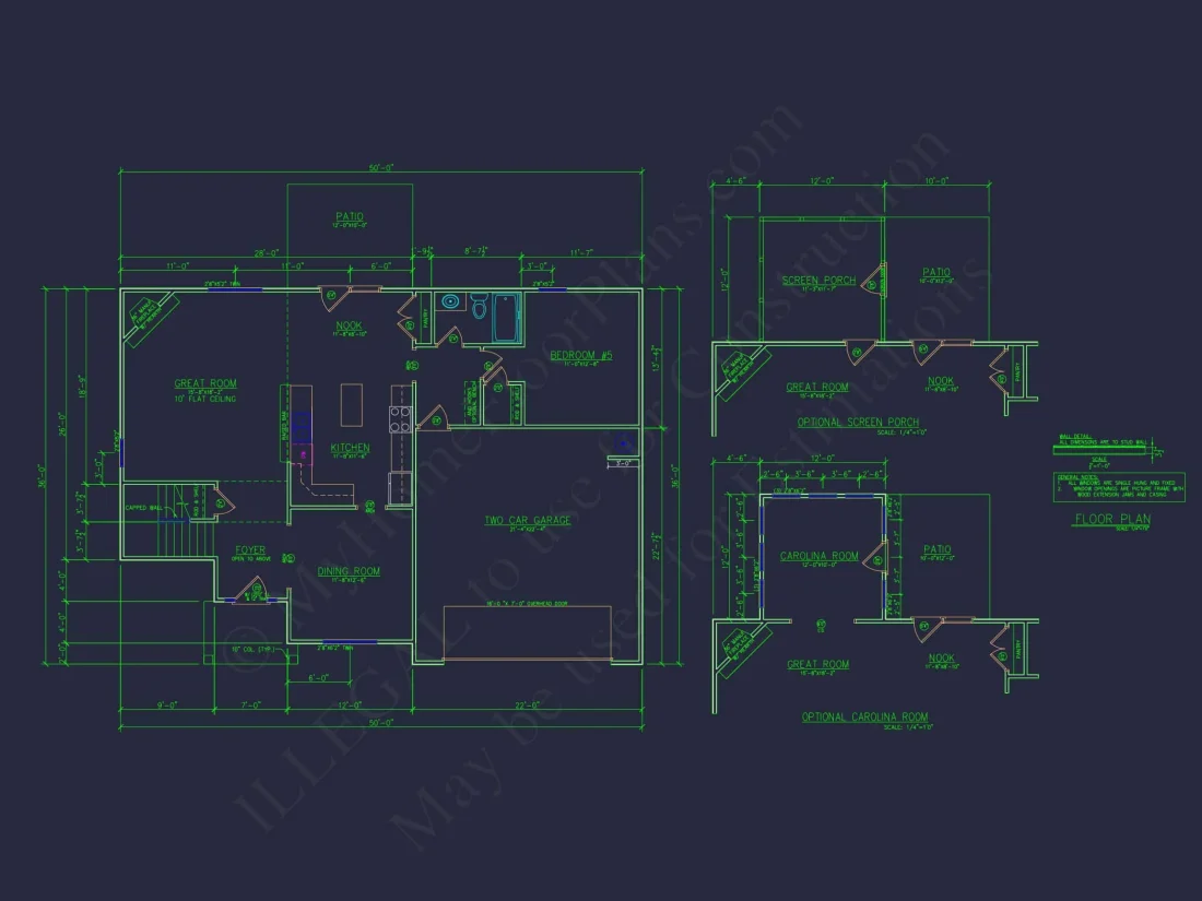 Beautiful house Plan with 4 Beds, 2 Car Garage & CAD Designs