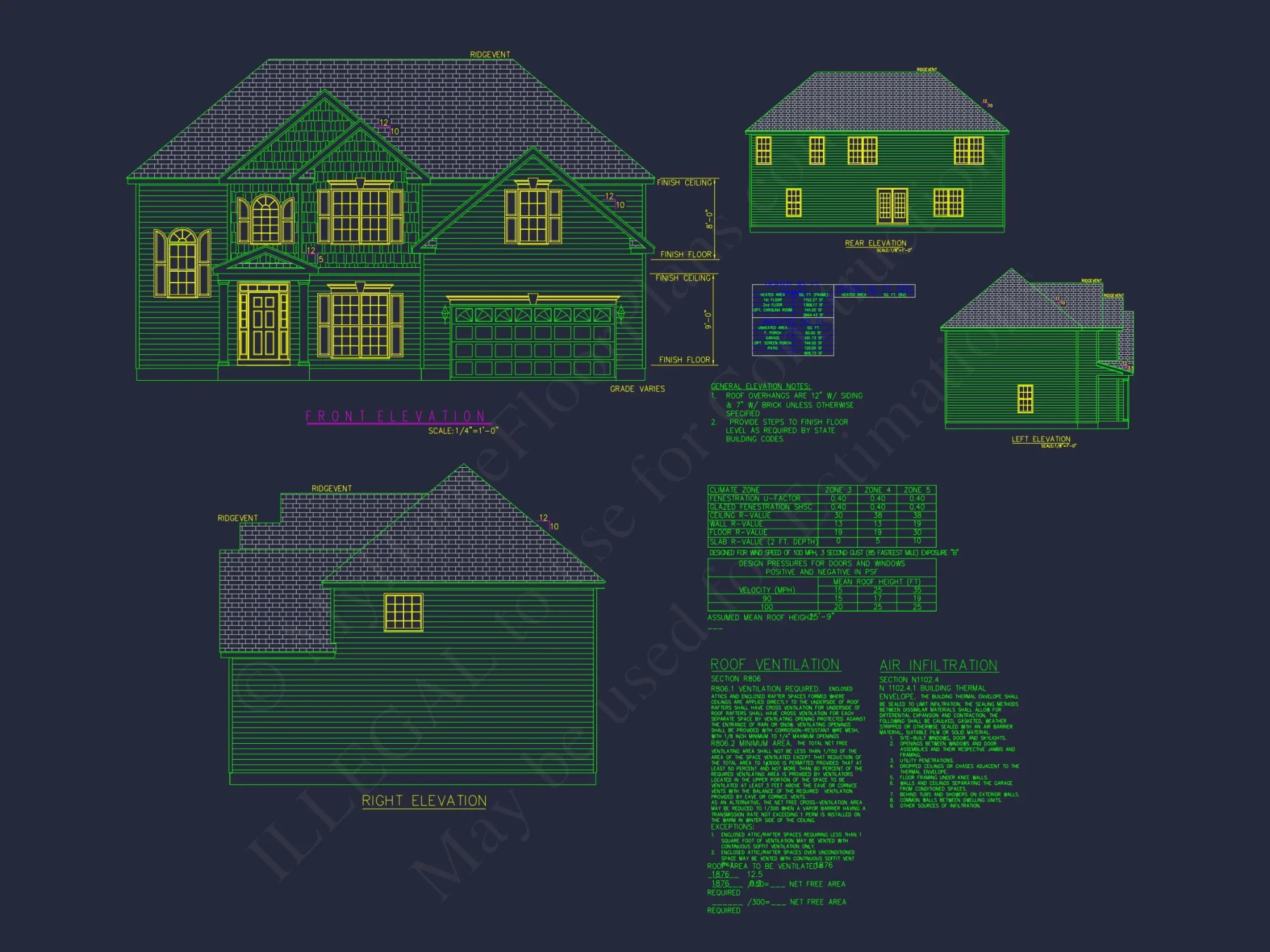 Beautiful house Plan with 4 Beds, 2 Car Garage & CAD Designs