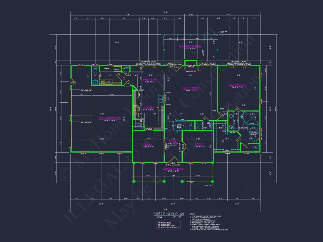 Stunning Colonial Revival house Plan with 2-Story CAD Designs