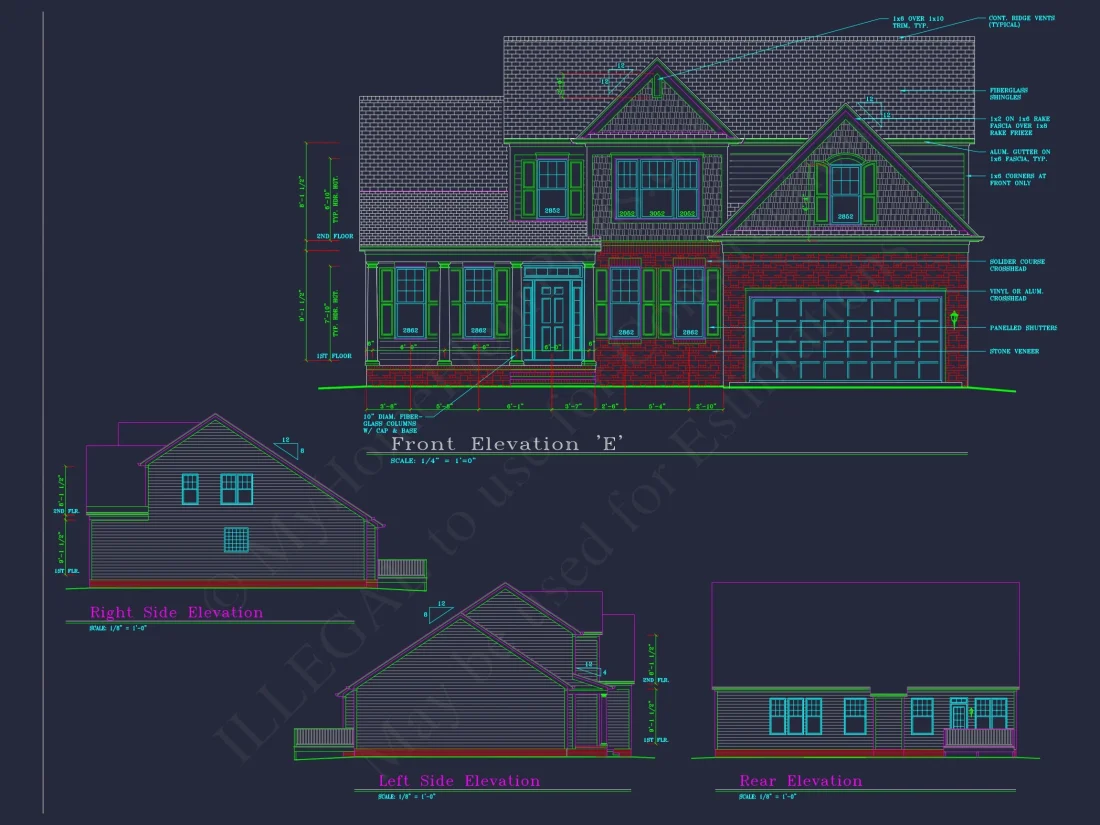 Beautiful 2-Story house Plan with CAD Floor Designs & Blueprint