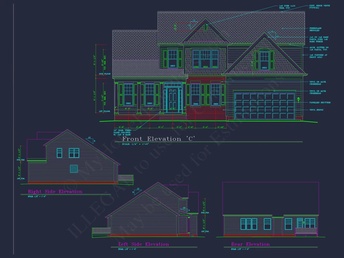 Beautiful 2-Story house Plan with CAD Floor Designs & Blueprint