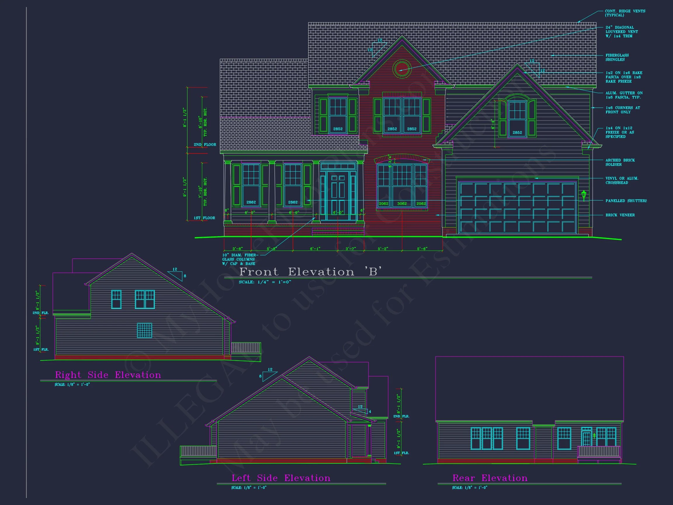 9-1086 HOUSE PLAN - Beautiful 2-Story House Plan with CAD Floor Designs & Blueprint 20 Beautiful 2-Story house Plan with CAD Floor Designs & Blueprint