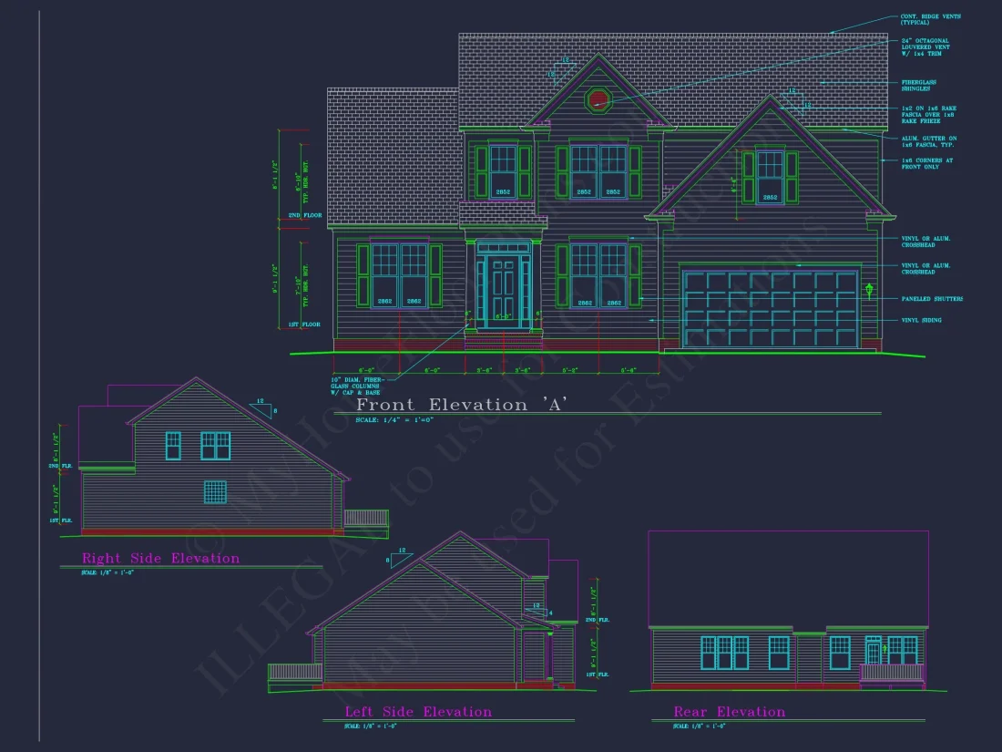 Beautiful 2-Story house Plan with CAD Floor Designs & Blueprint