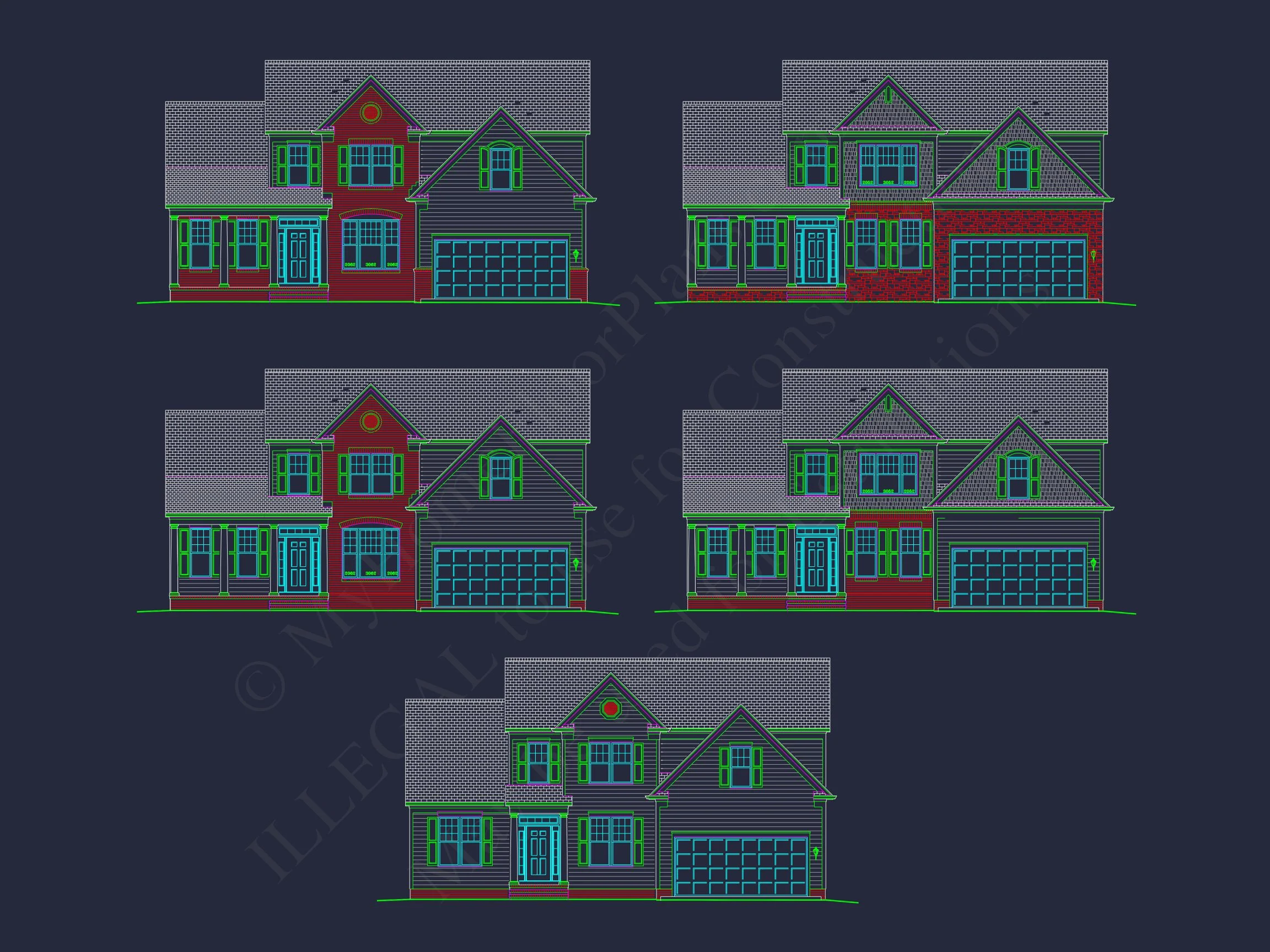 9-1086 HOUSE PLAN - Beautiful 2-Story House Plan with CAD Floor Designs & Blueprint 18 Beautiful 2-Story house Plan with CAD Floor Designs & Blueprint
