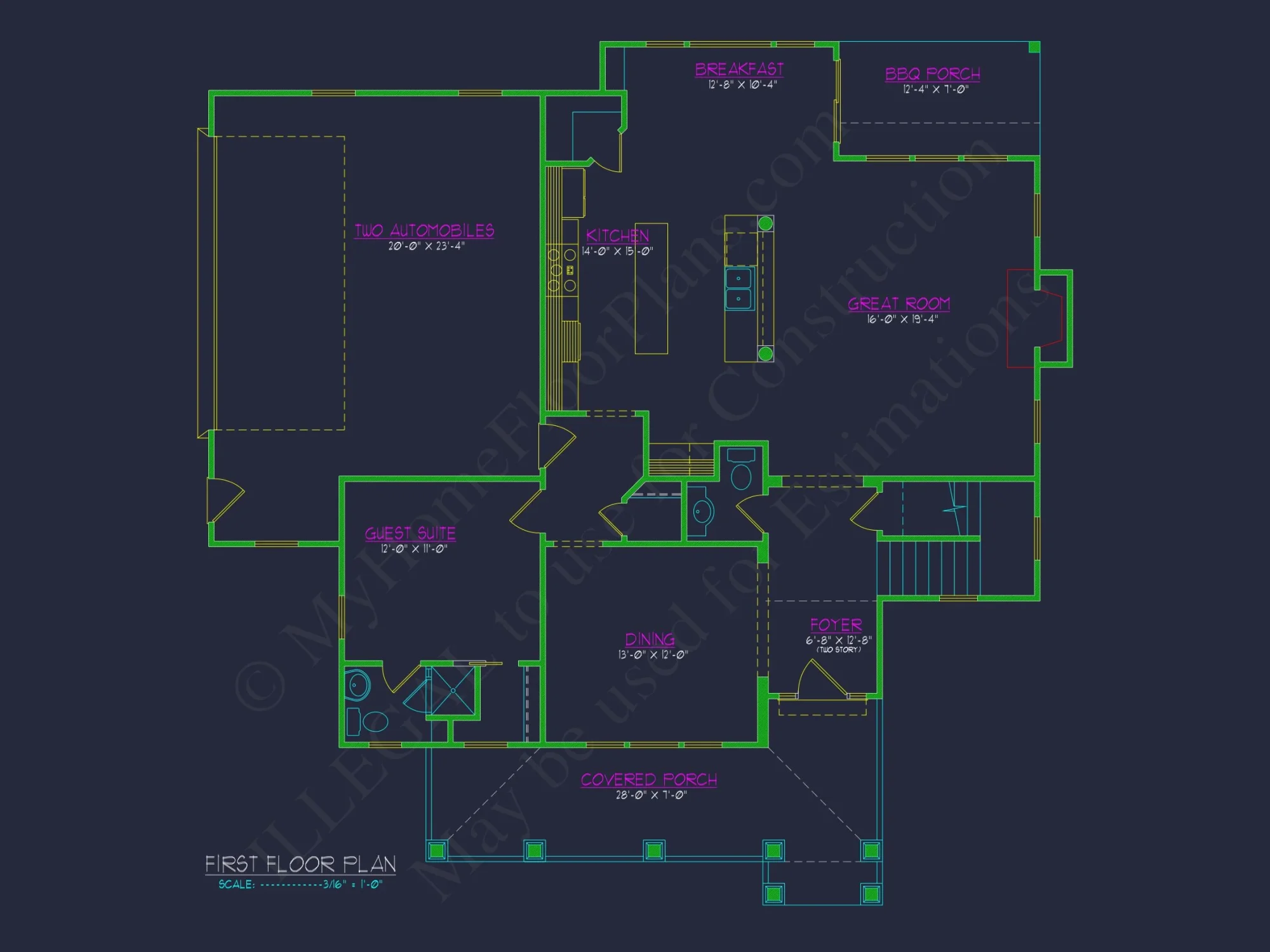 2872 SqFt 4-Bedroom Traditional house Plan & Blueprint