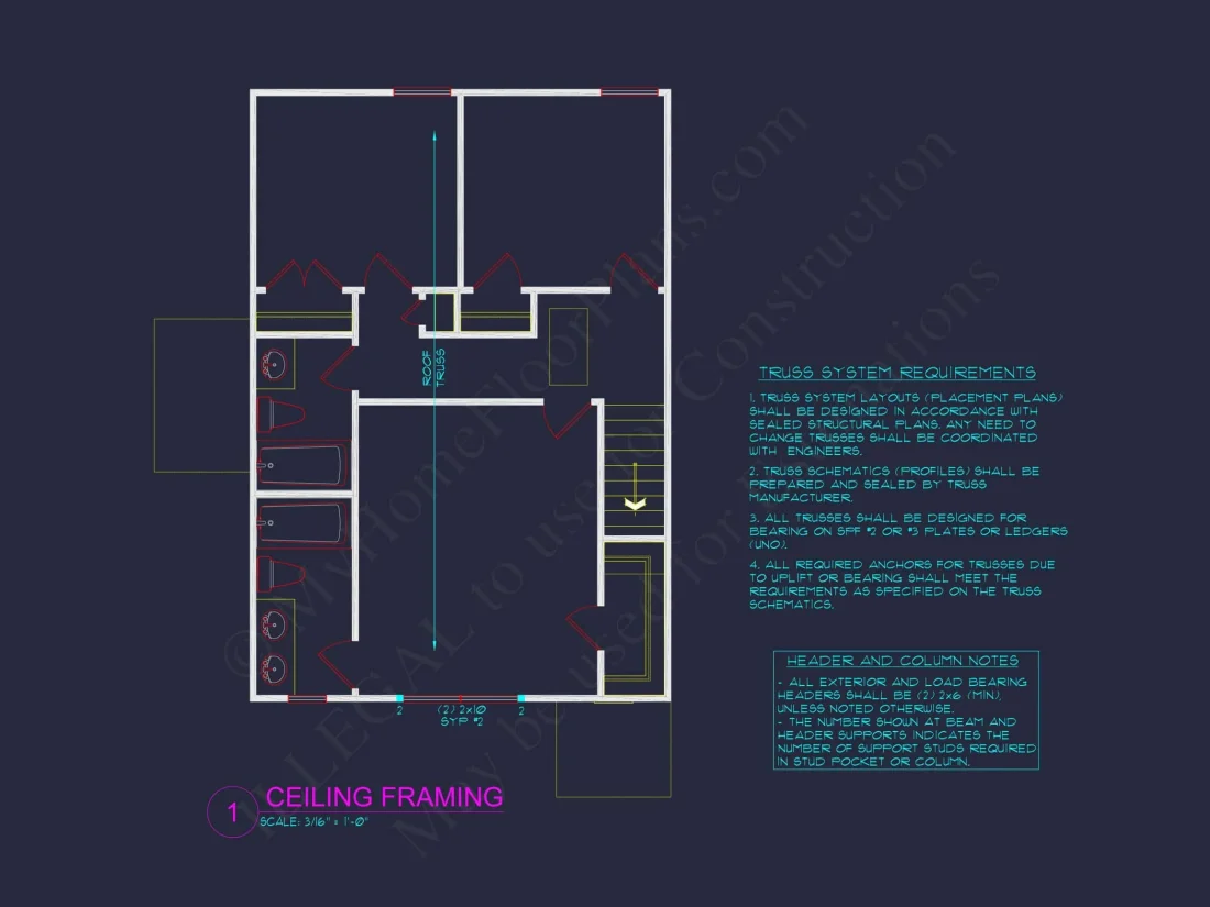 Modern 2-Story house Plan & Blueprint (1374 sq ft)