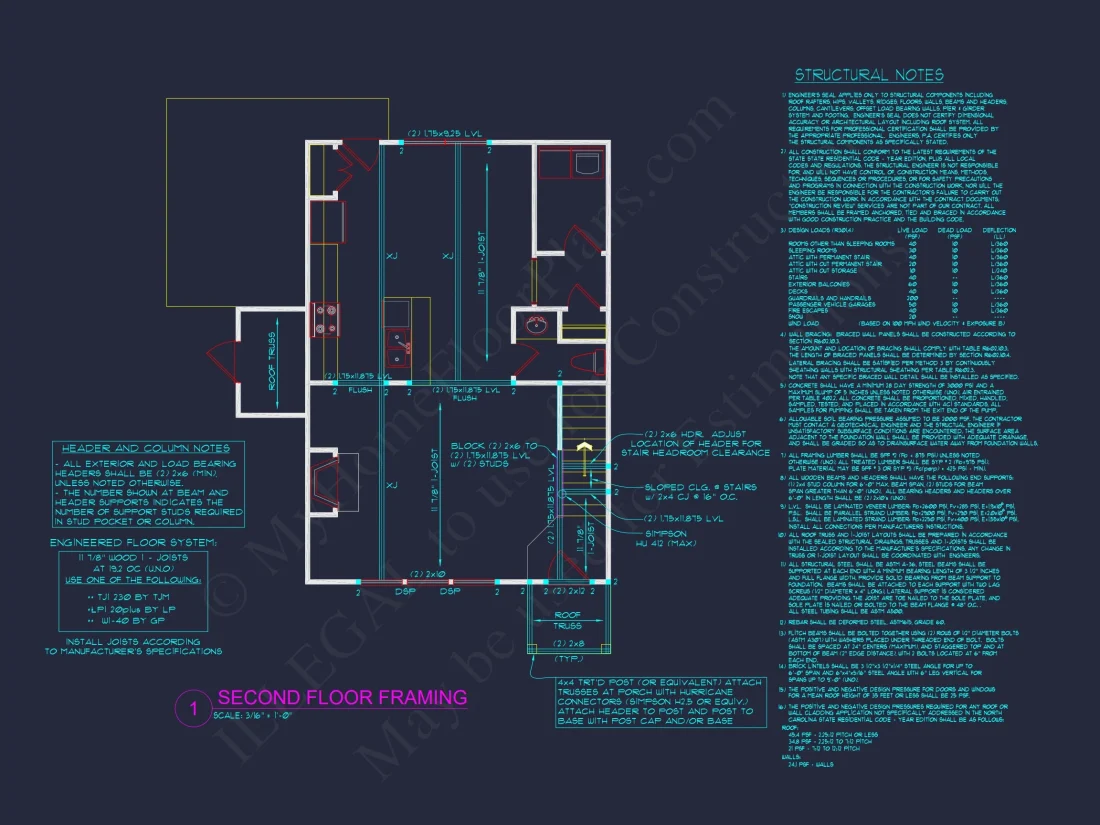 Modern 2-Story house Plan & Blueprint (1374 sq ft)