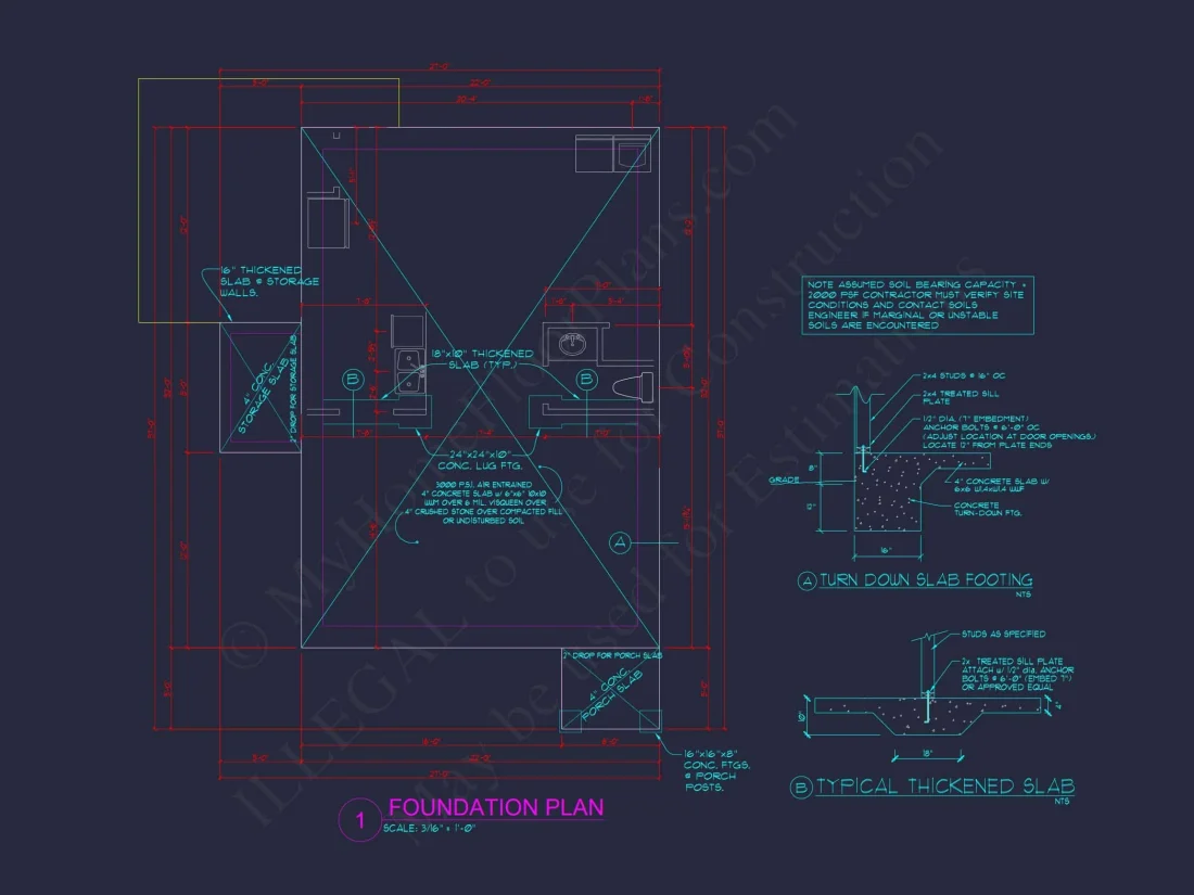 Modern 2-Story house Plan & Blueprint (1374 sq ft)