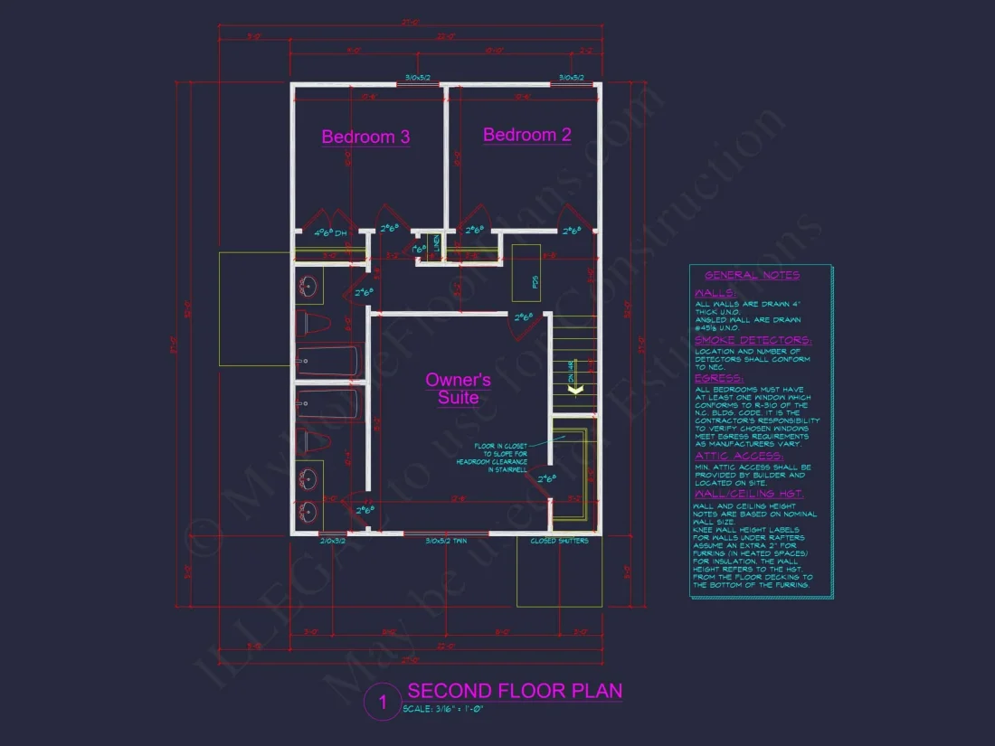Modern 2-Story house Plan & Blueprint (1374 sq ft)