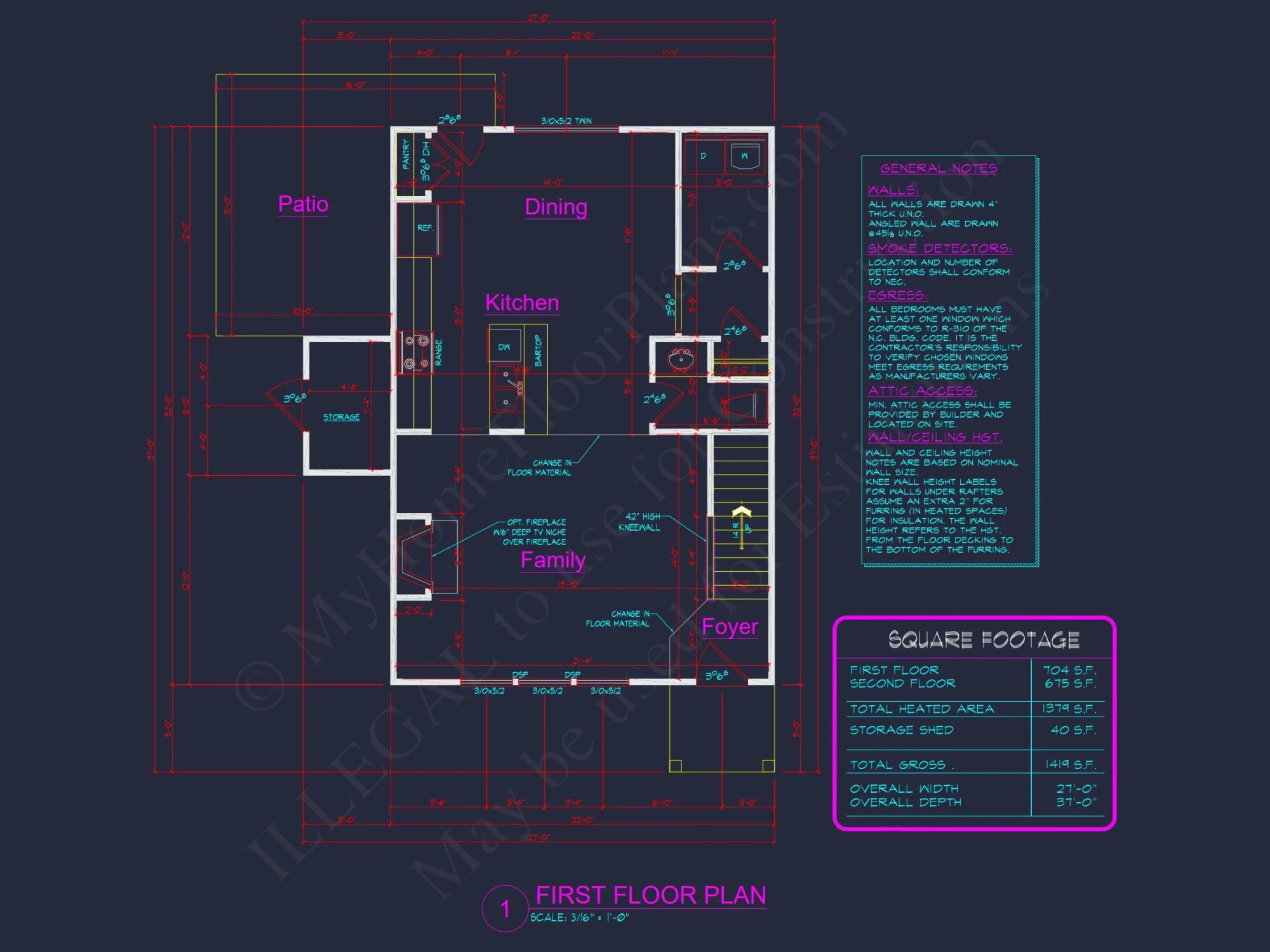 Modern 2-Story house Plan & Blueprint (1374 sq ft)