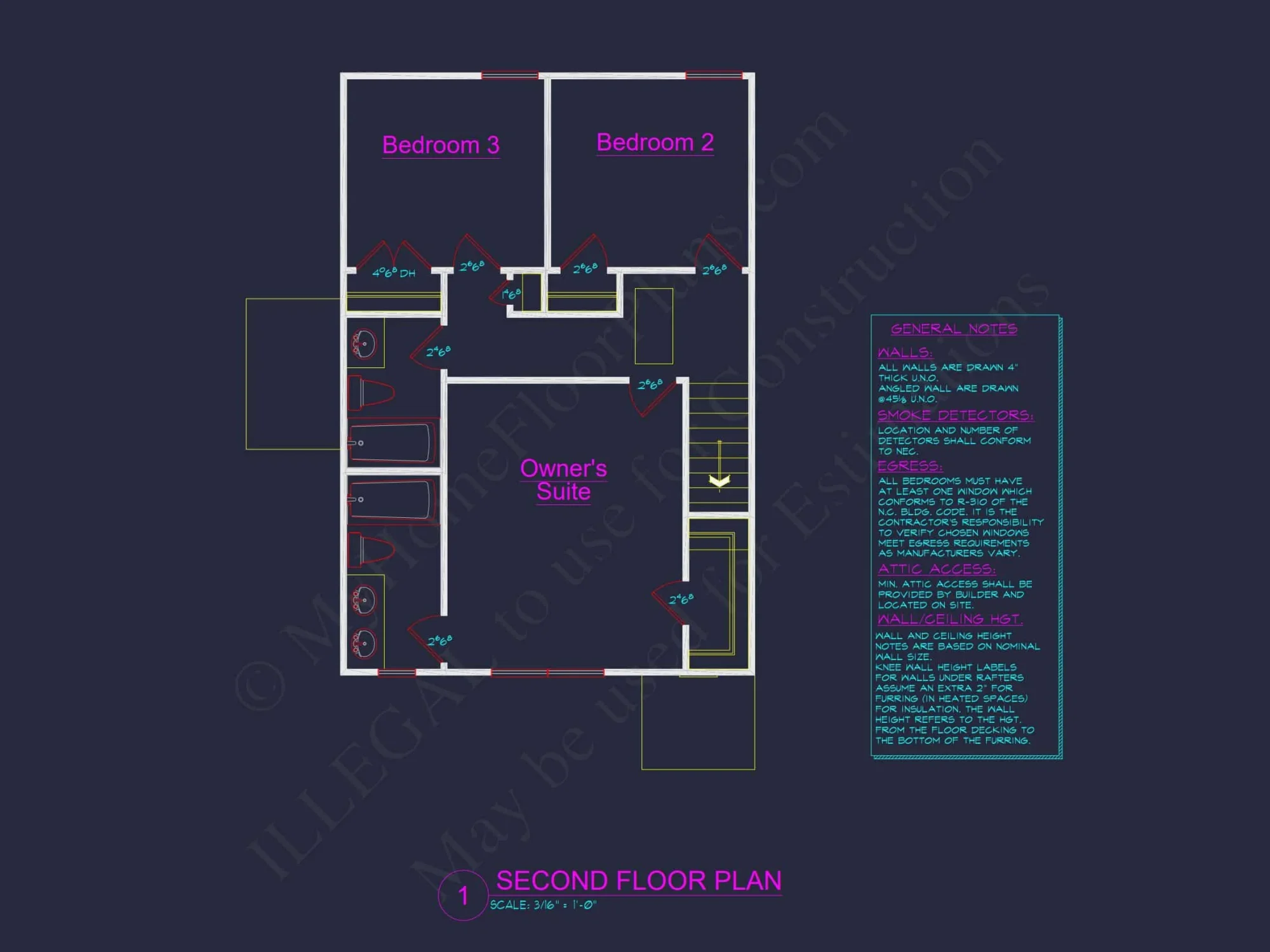 Modern 2-Story house Plan & Blueprint (1374 sq ft)