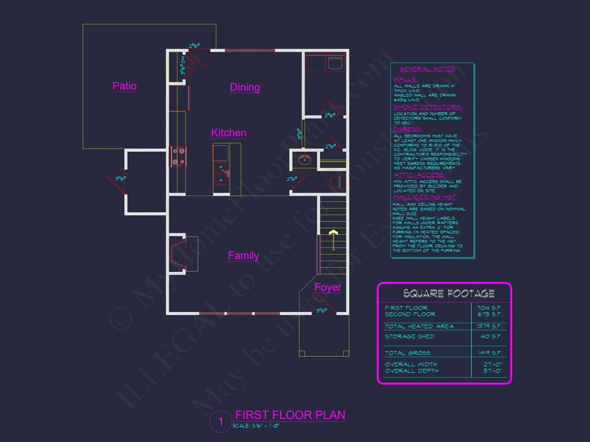 Modern 2-Story house Plan & Blueprint (1374 sq ft)