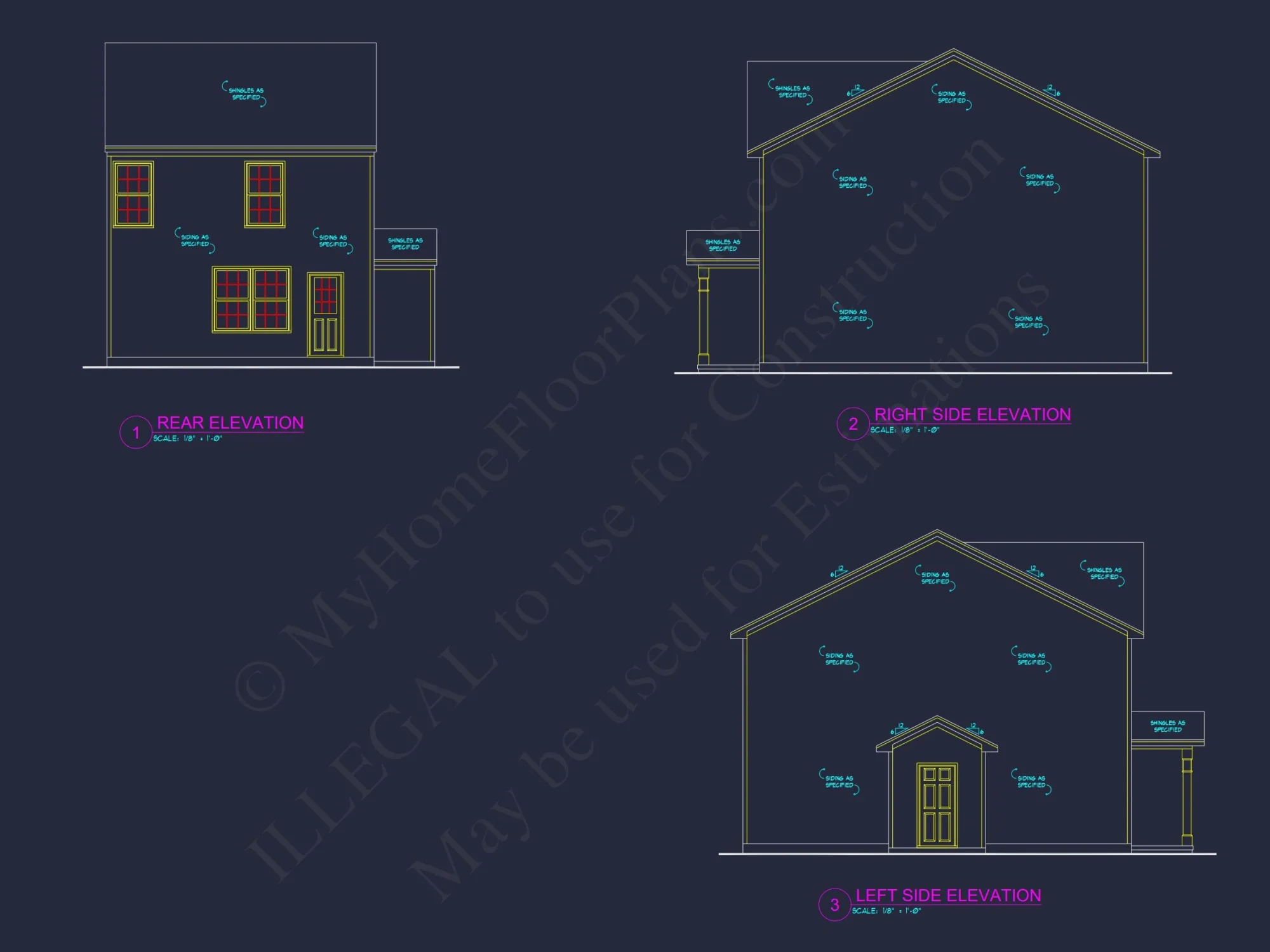 Modern 2-Story house Plan & Blueprint (1374 sq ft)