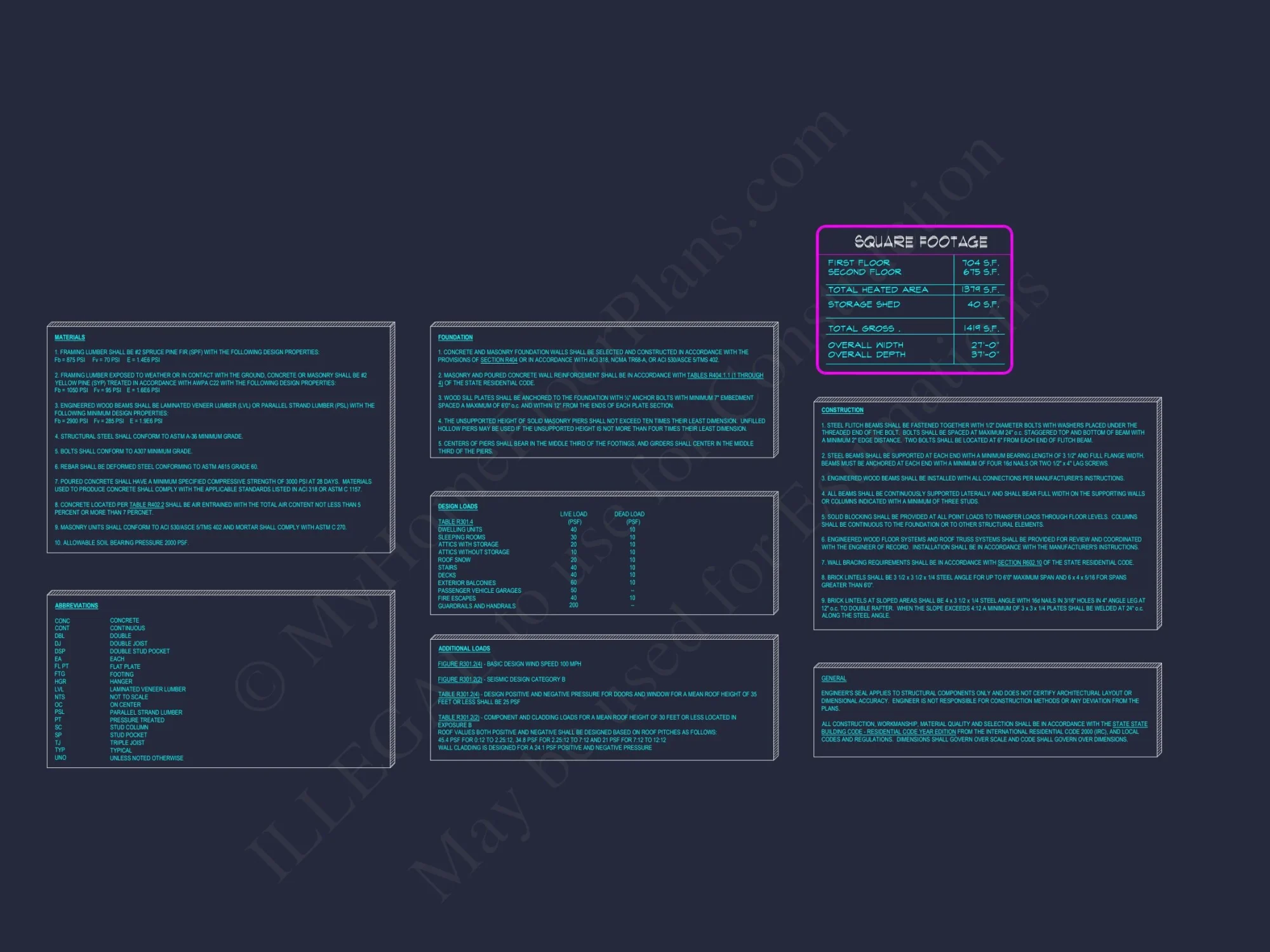 Modern 2-Story house Plan & Blueprint (1374 sq ft)