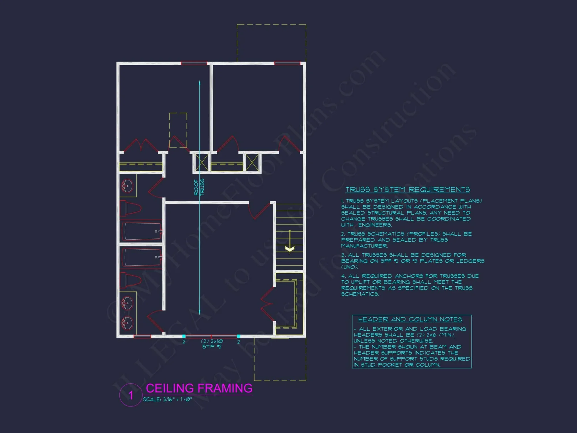 Modern 2-Story house Plan & Blueprint (1374 sq ft)