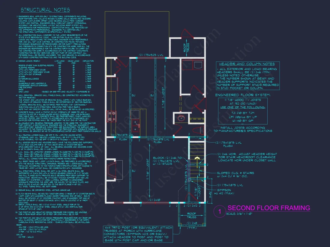 Modern 2-Story house Plan & Blueprint (1374 sq ft)