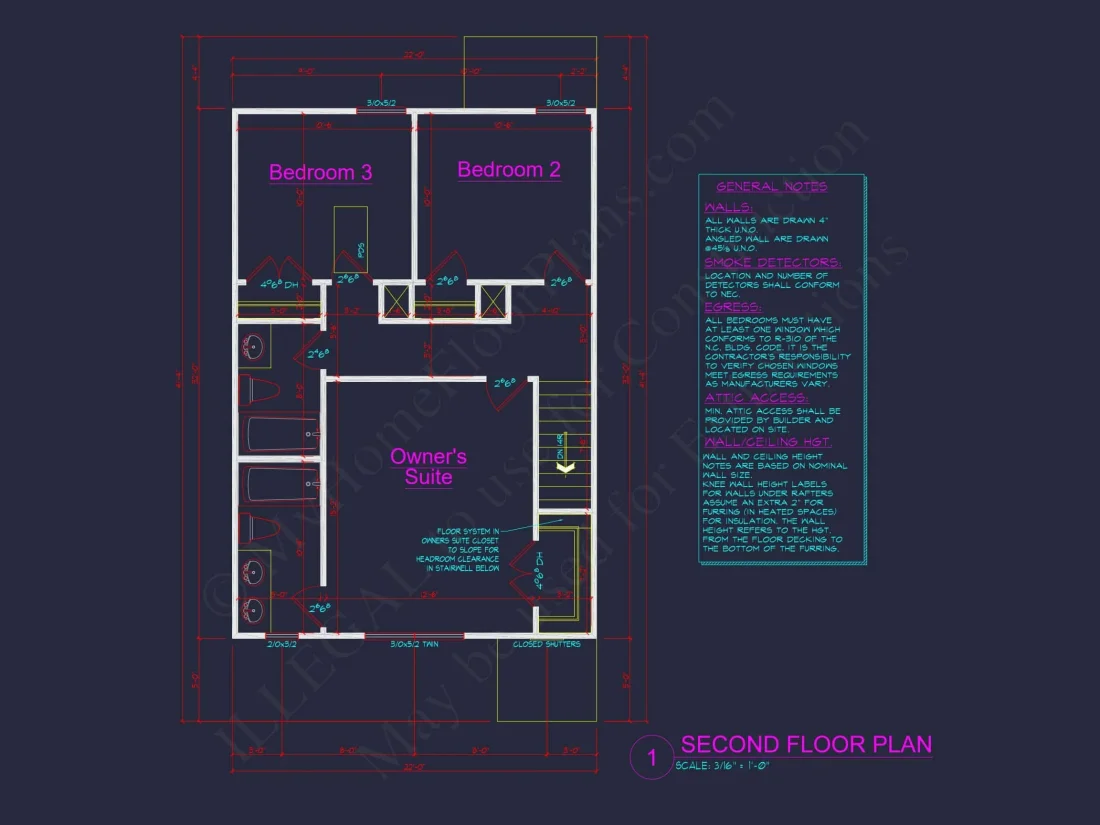 Modern 2-Story house Plan & Blueprint (1374 sq ft)