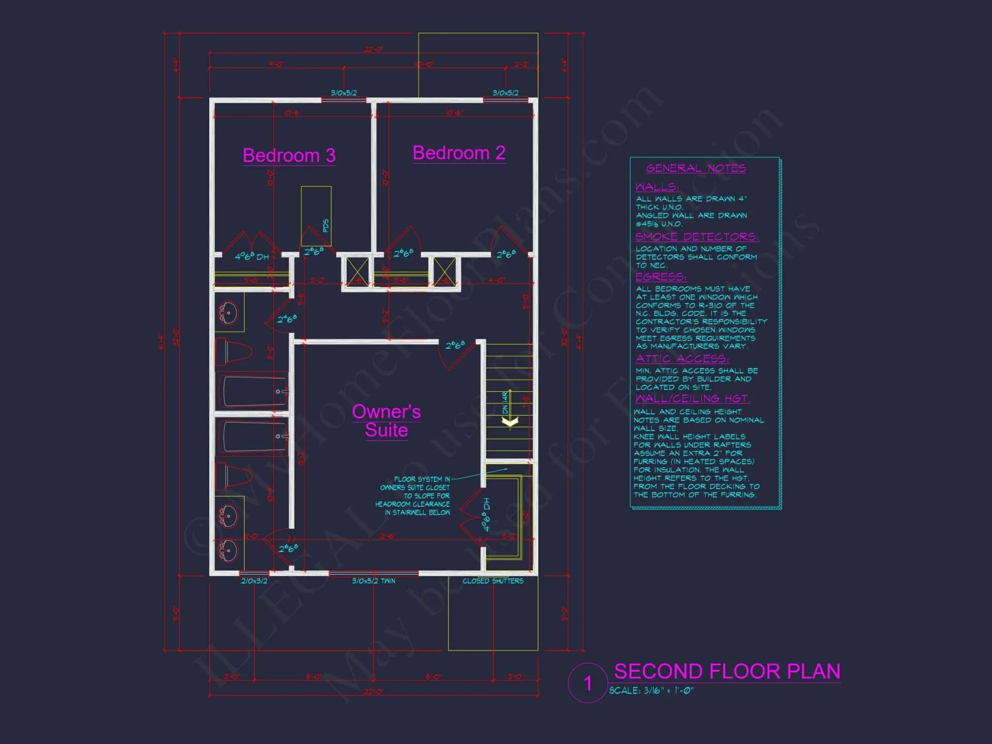 Modern 2-Story house Plan & Blueprint (1374 sq ft)