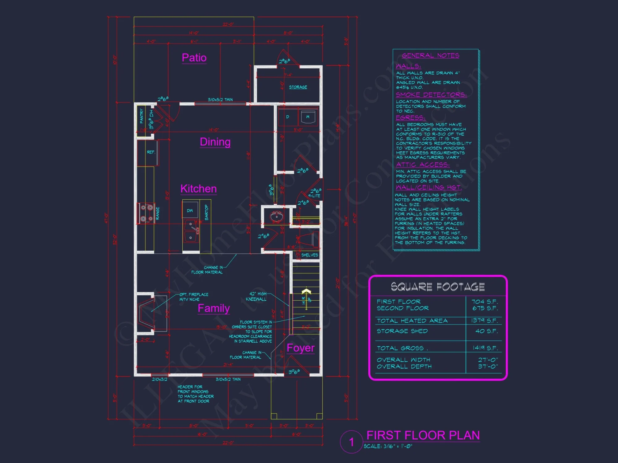 Modern 2-Story house Plan & Blueprint (1374 sq ft)