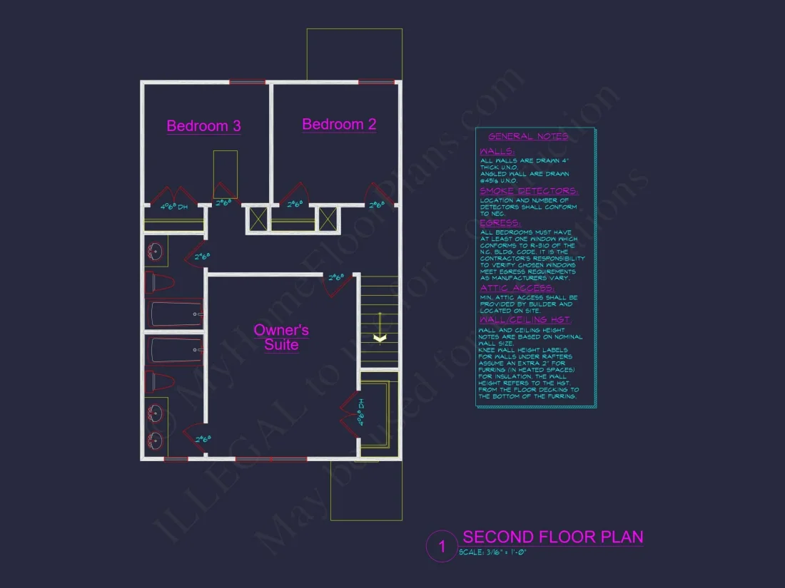 Modern 2-Story house Plan & Blueprint (1374 sq ft)