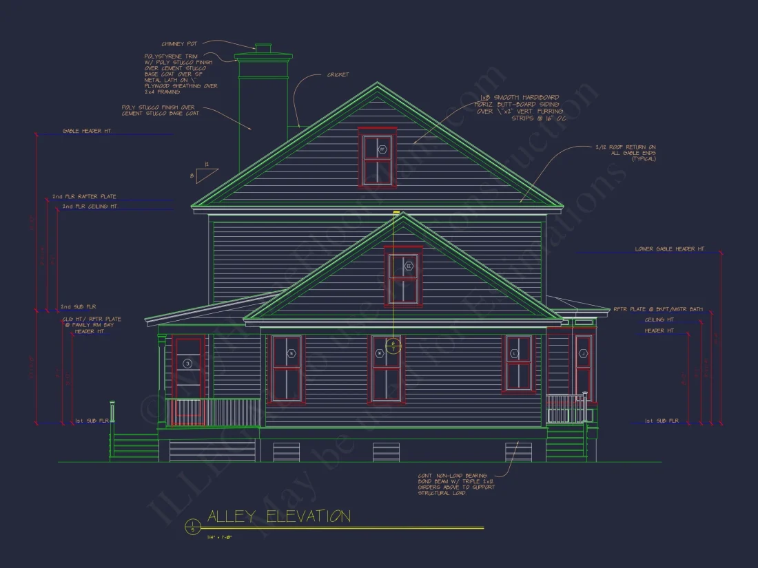 2-Story Farmhouse house Plan, 4-Bedroom Blueprint Design